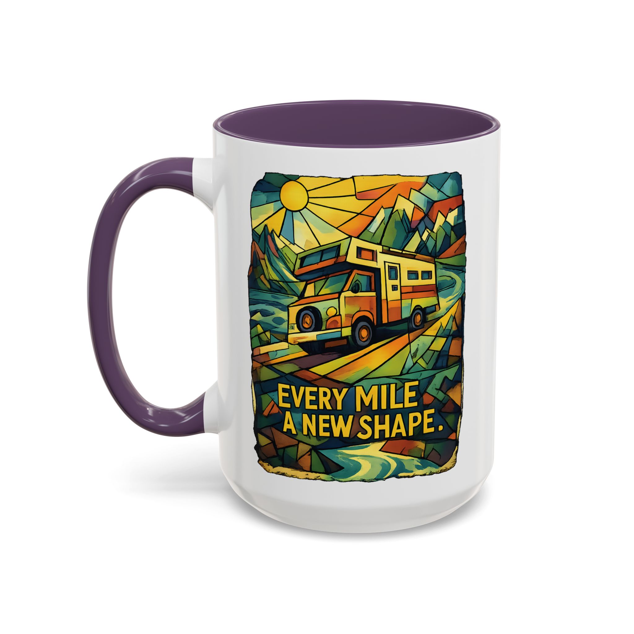 17822253982835657615_2048.jpeg Accent Coffee Mug (11, 15oz) — "Every Mile A New Shape" Design Cubic-Line
