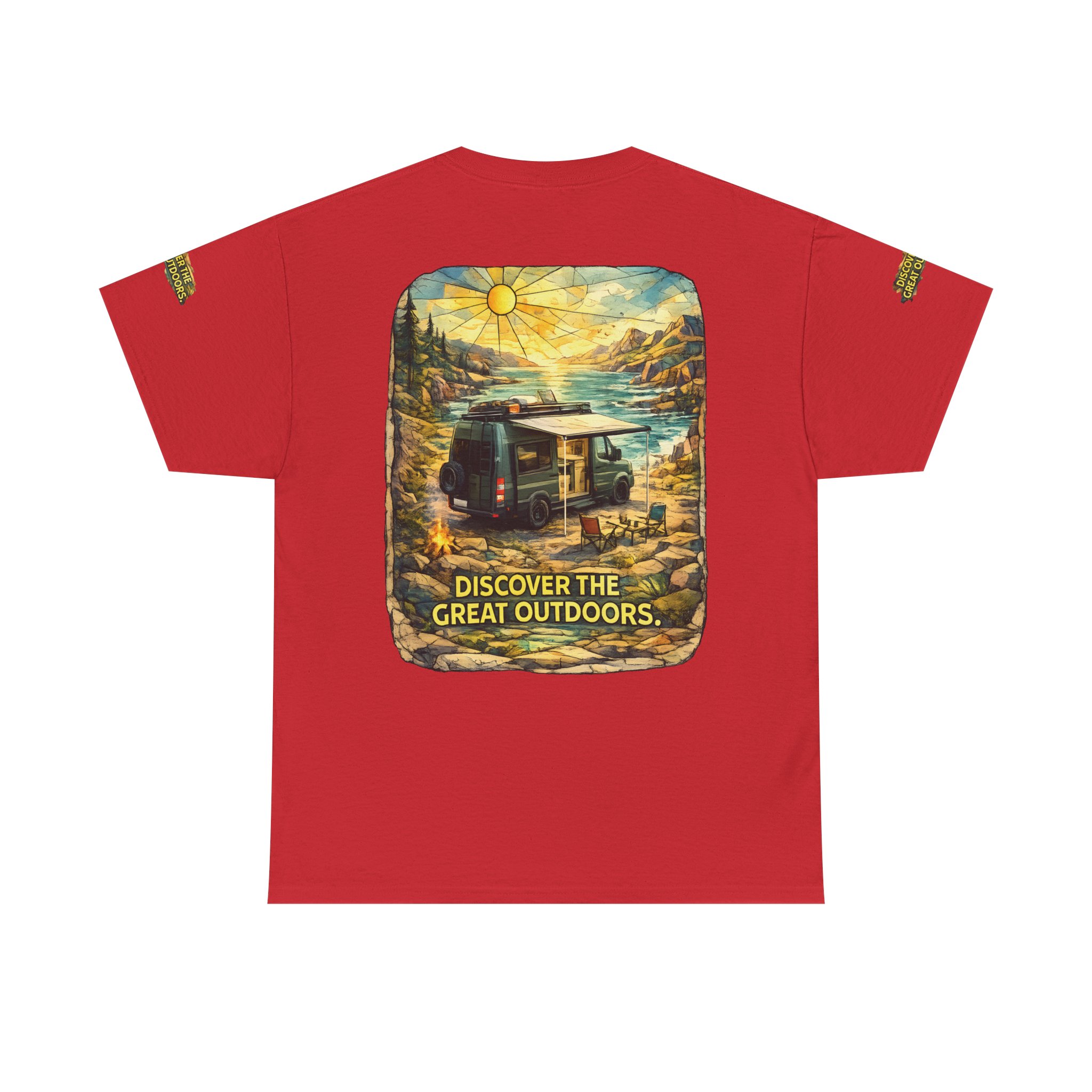 Unisex Heavy Cotton Tee — "Discover The Great Outdoors" Design Cubic-Line