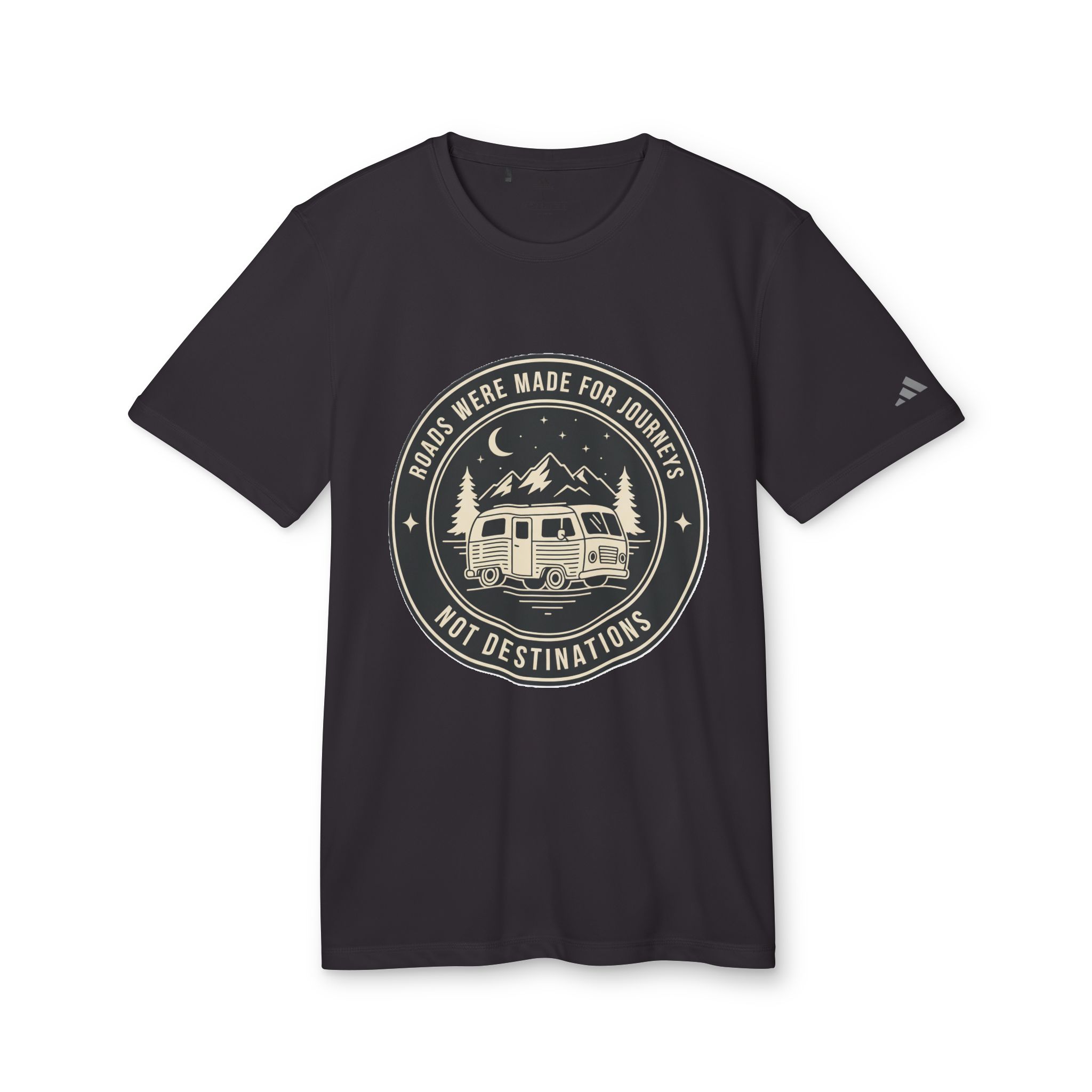 T-Shirt(Adidas) — 'ROAD WHERE MADE FOR JOURNEYS-NOT DESTINATIONS' (font + back printed) Brand Adidas
