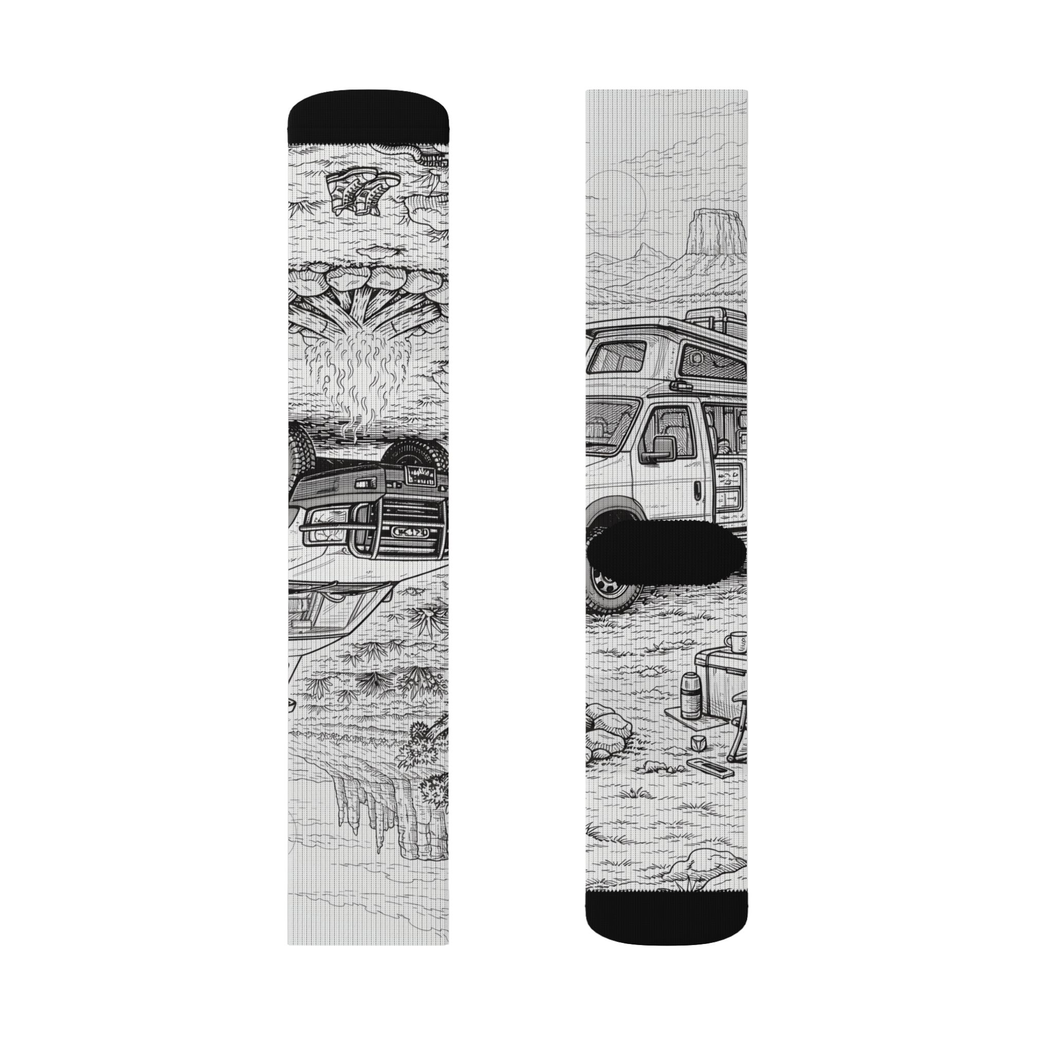 Sublimation Socks — Retro Camper Roadtrip Crew Socks