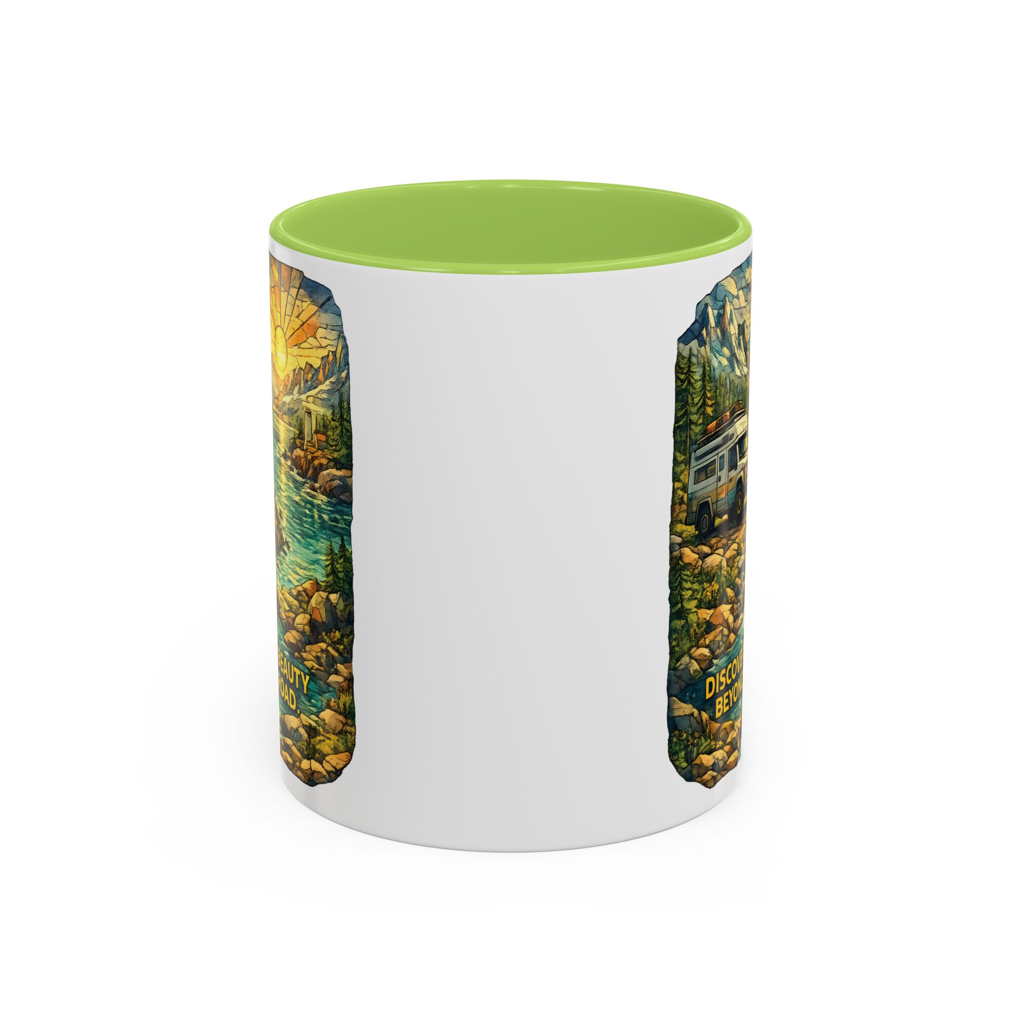 17838157764559476481_2048.jpeg Accent Coffee Mug (11, 15oz) — "Discover The Bieuty Beyond The Road" Design Cubic-Line