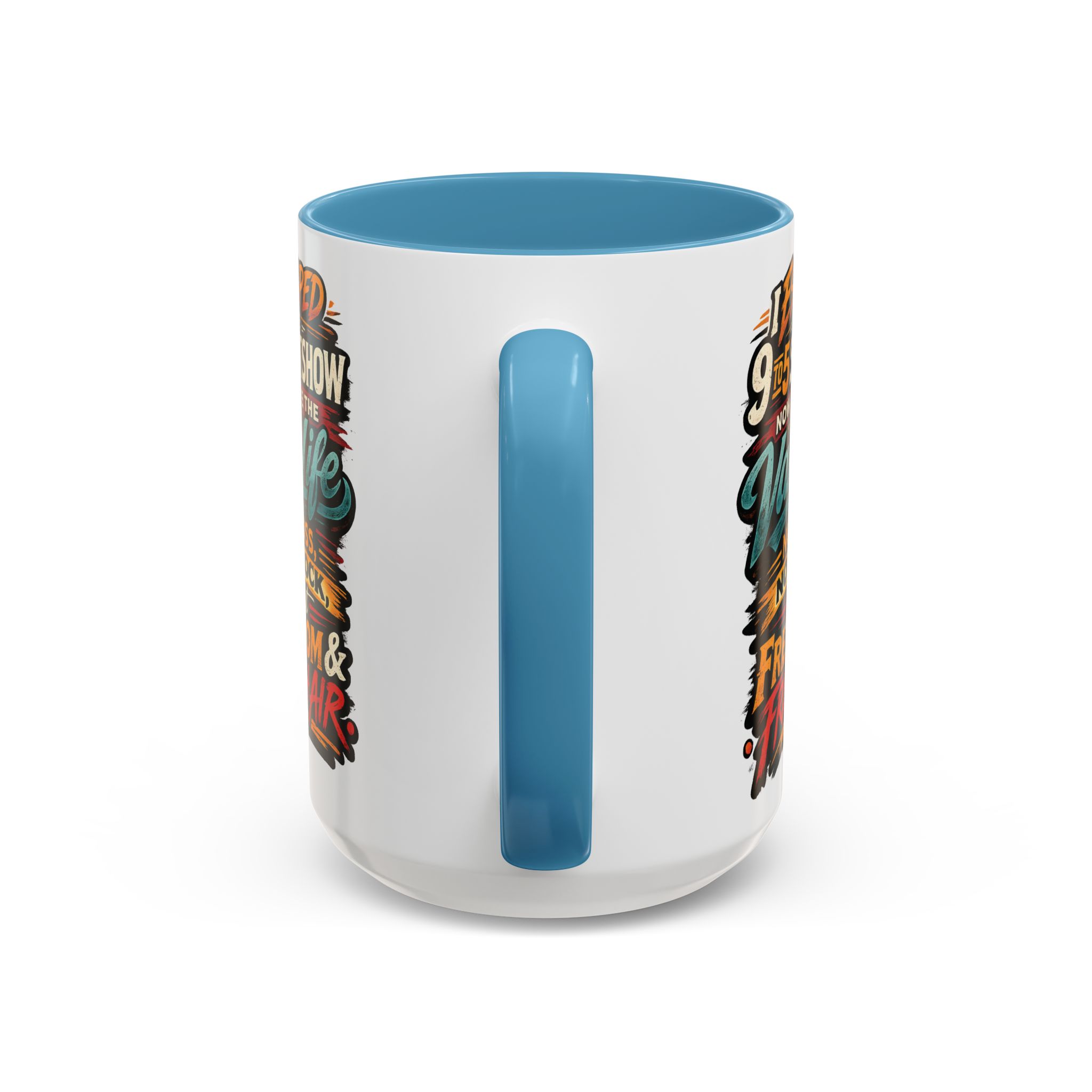 17846235450619324639_2048.jpeg Accent Coffee Mug (11, 15oz) — "I Escaped The 9 To 5" Design F**K-Line