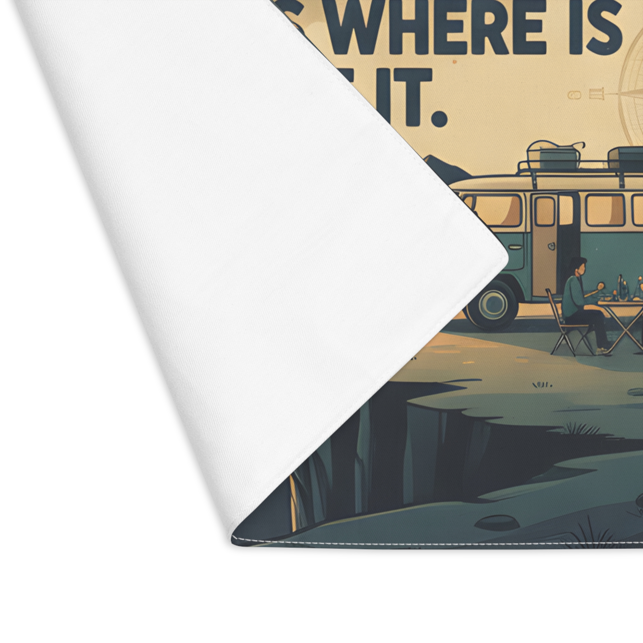 Vanlife Placemat – “Home Is Where You Park It. Dinner Is Where I Make It.” Retro Van Camping Design