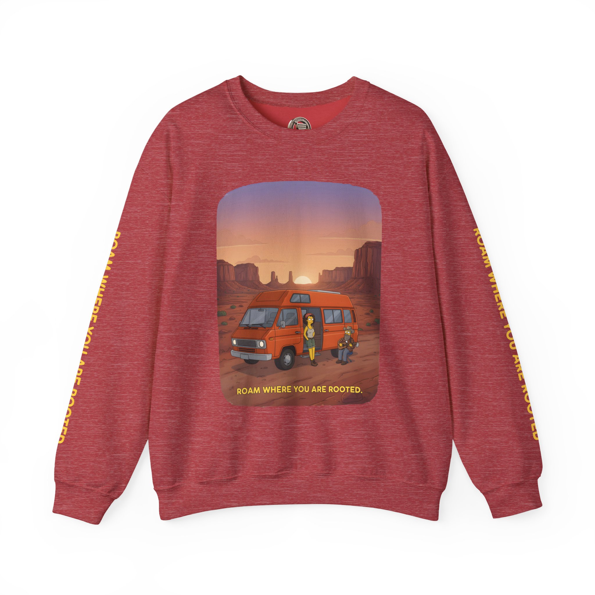 17853345316715934419_2048.jpeg Unisex Heavy Blend™ Crewneck Sweatshirt — "Roam Where You Are Rooted" Design Sitcom-Line