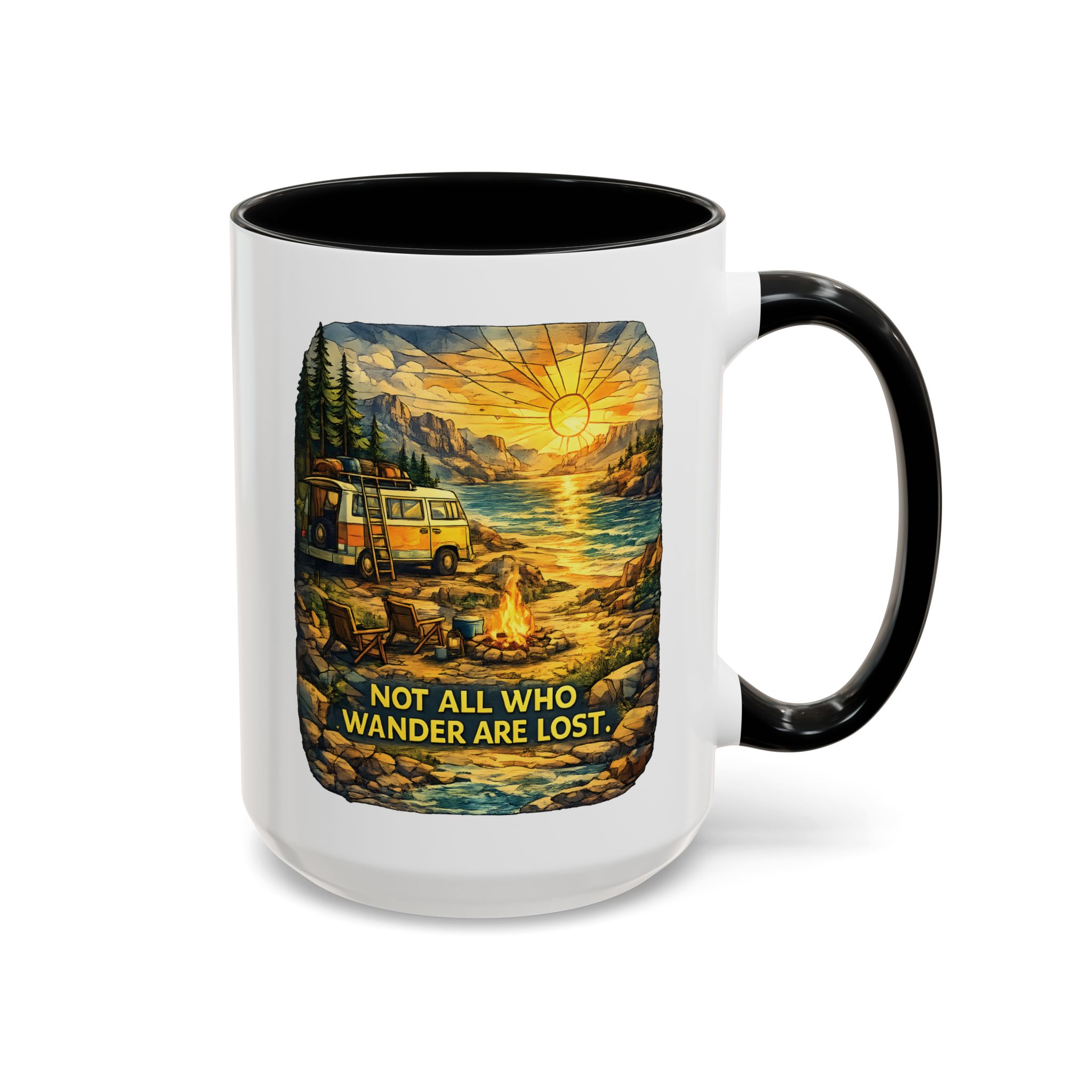 1785381279532100957_2048.jpeg Accent Coffee Mug (11, 15oz) — "Not All Who Wander Are Lost" Design Cubic-Line
