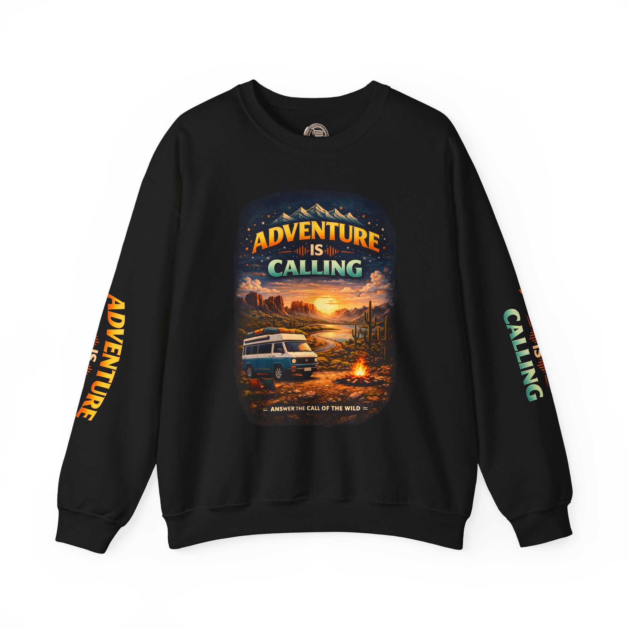 Unisex Heavy Blend™ Crewneck Sweatshirt — "Adventure Is Calling" Design Scenic-Line
