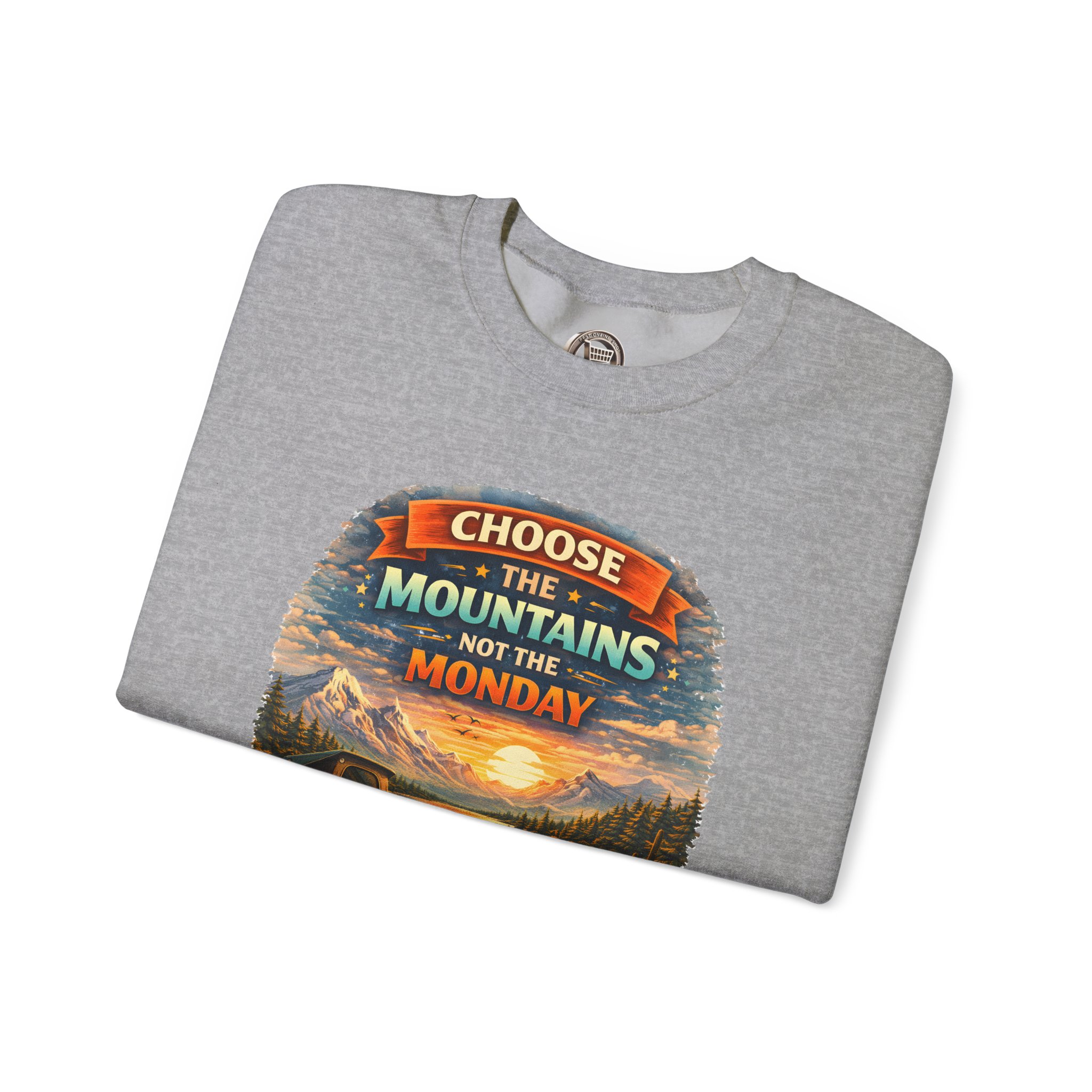Unisex Heavy Blend™ Crewneck Sweatshirt — "Choose The Mountens" Design Scenic-Line