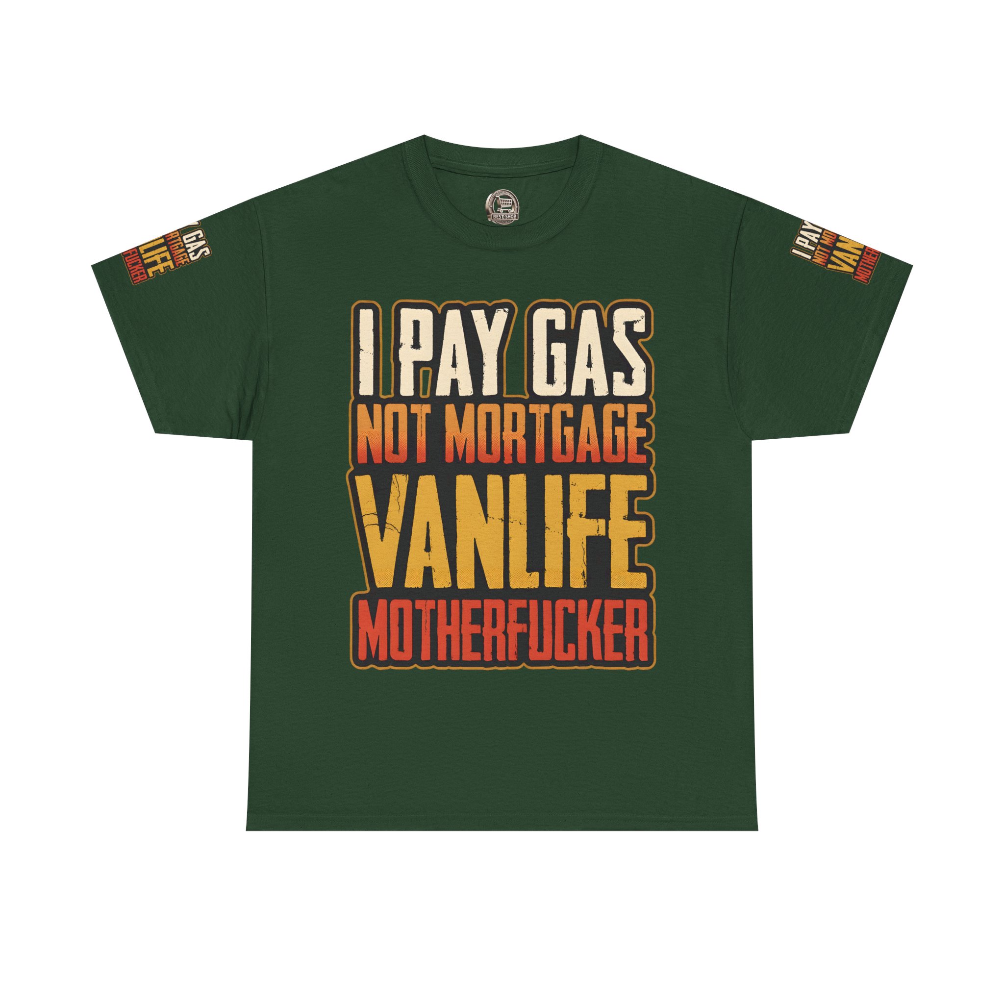 Unisex Heavy Cotton Tee — "I Pay Gas Not Mortgage" Design F**K-Line