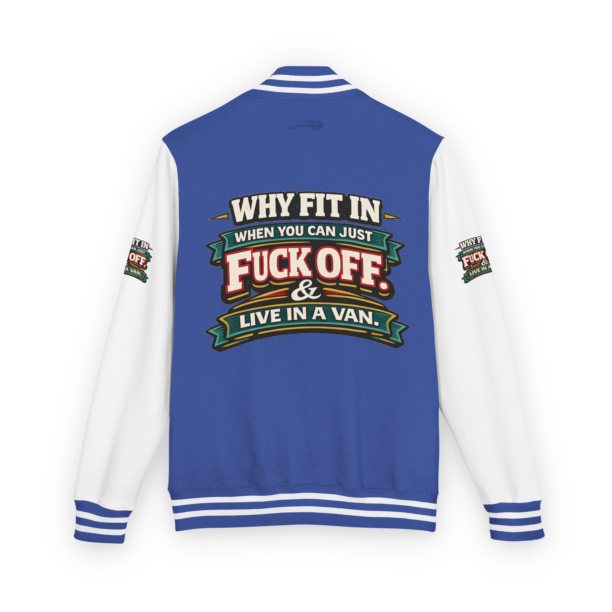Unisex Heavyweight Letterman Jacket — "Why Fit In" Design F**K-Line