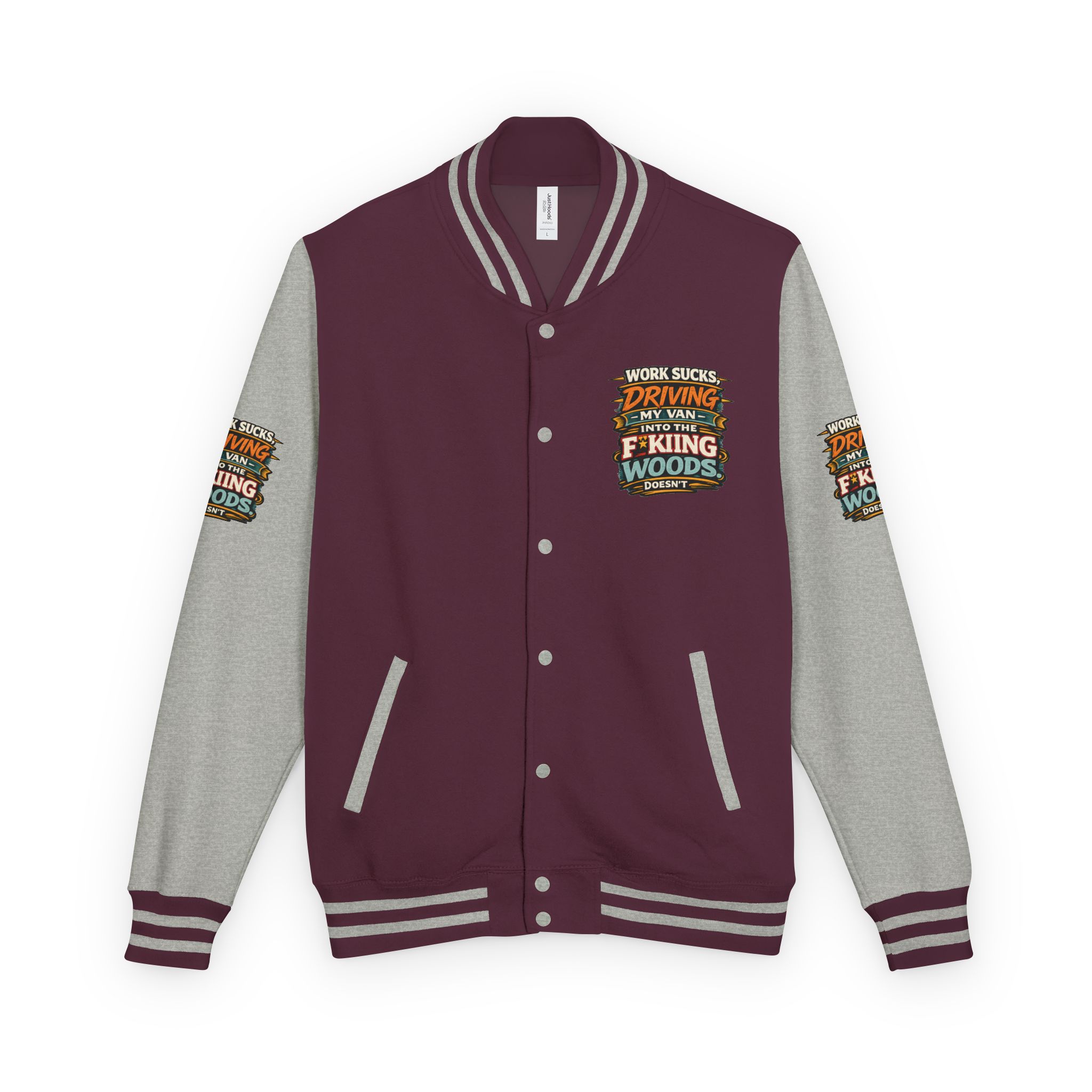 Unisex Heavyweight Letterman Jacket — "Work Sucks" Design F**K-Line