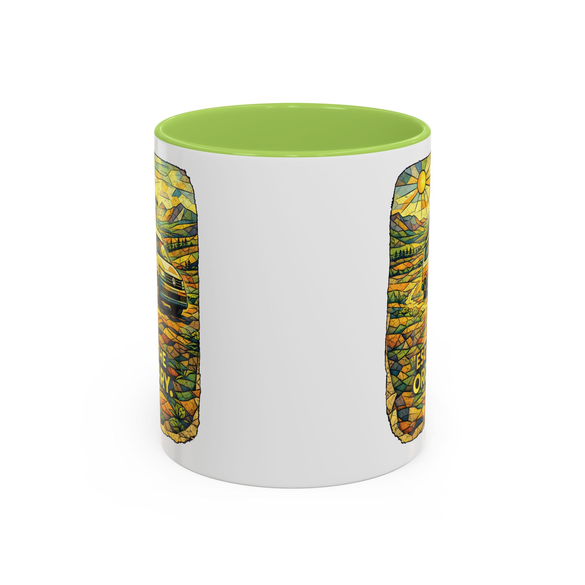 Accent Coffee Mug (11, 15oz) — "Escape The Ordinary" Design Cubic-Line