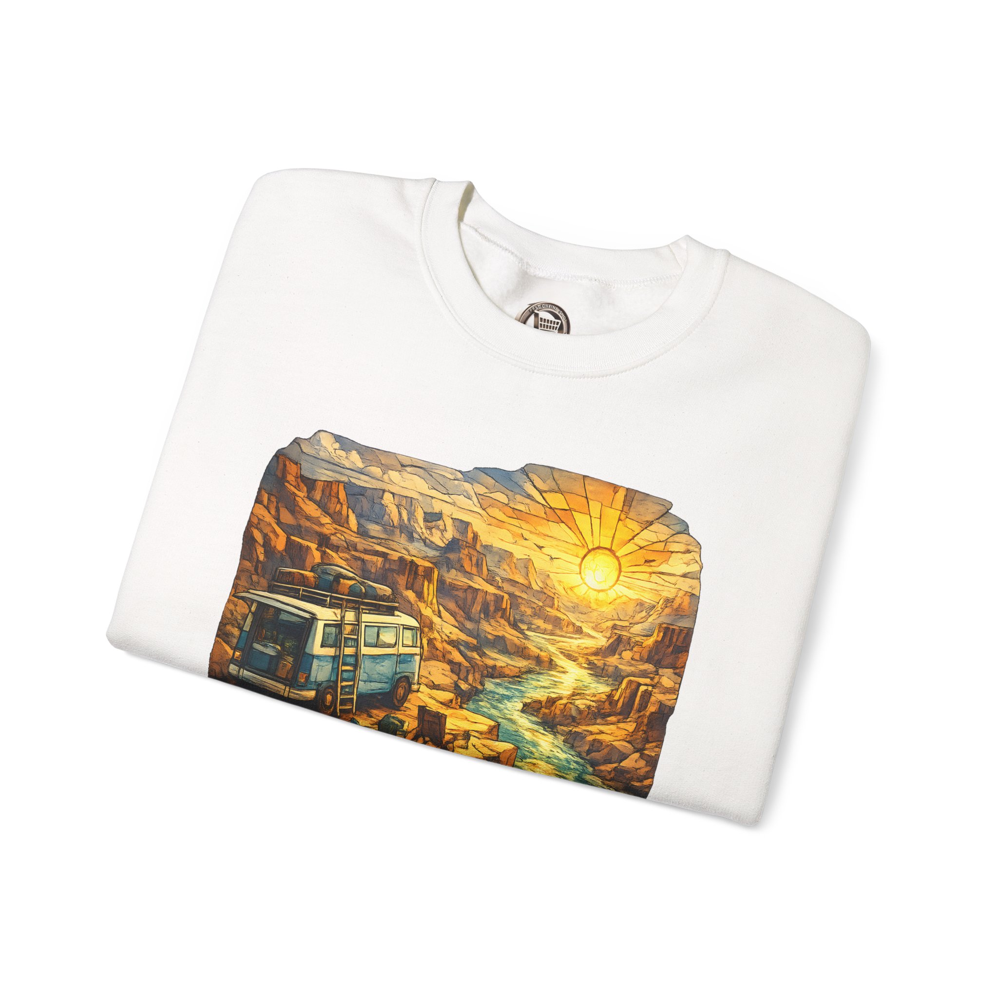 17876321640212469407_2048.jpeg Unisex Heavy Blend™ Crewneck Sweatshirt — "Chase The Sun And Follow The Wind" Design Cubic-Line