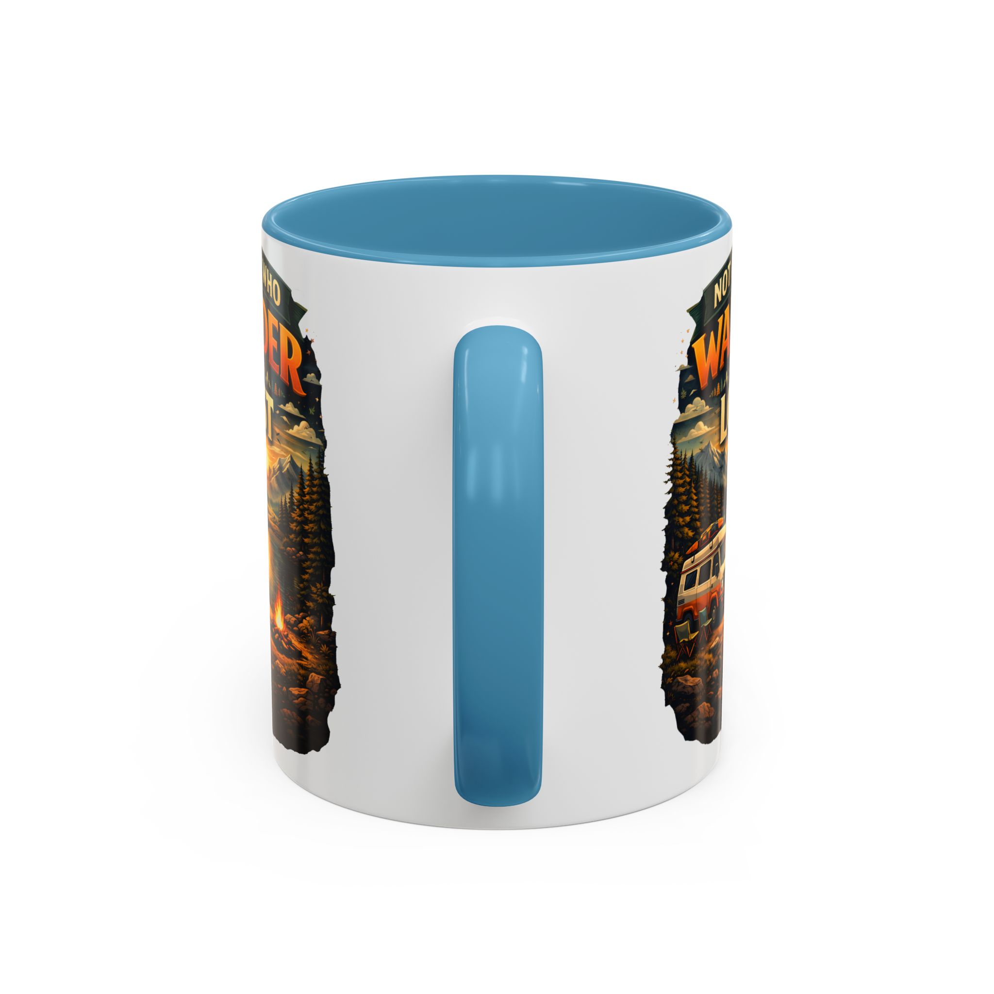 Accent Coffee Mug (11, 15oz) — "Not All Who Wander Are Lost" Design Scenic-Line