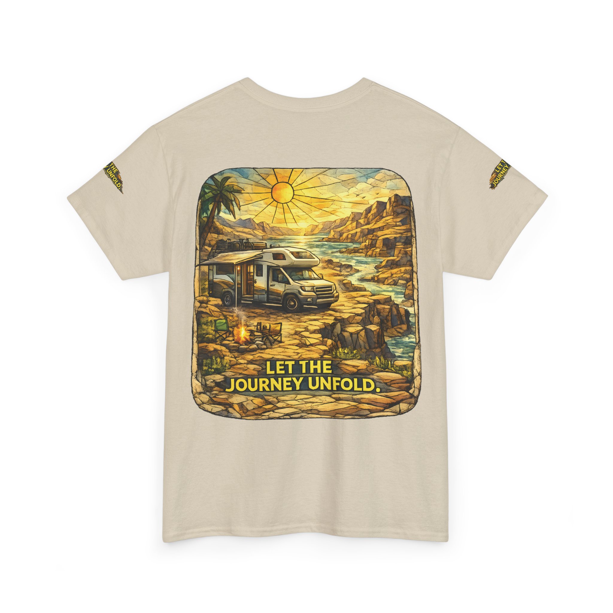 Unisex Heavy Cotton Tee — "Let The Journey Unfold" Design Cubic-Line