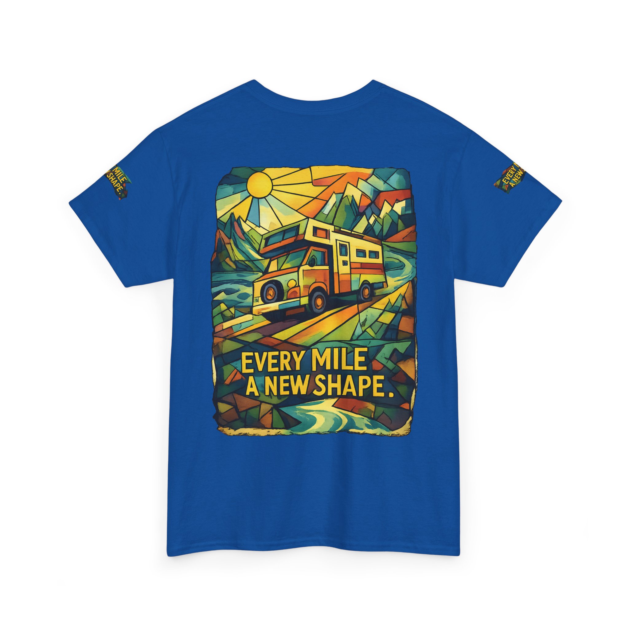 Unisex Heavy Cotton Tee — "Every Mile A New Shape" Design Cubic-Line