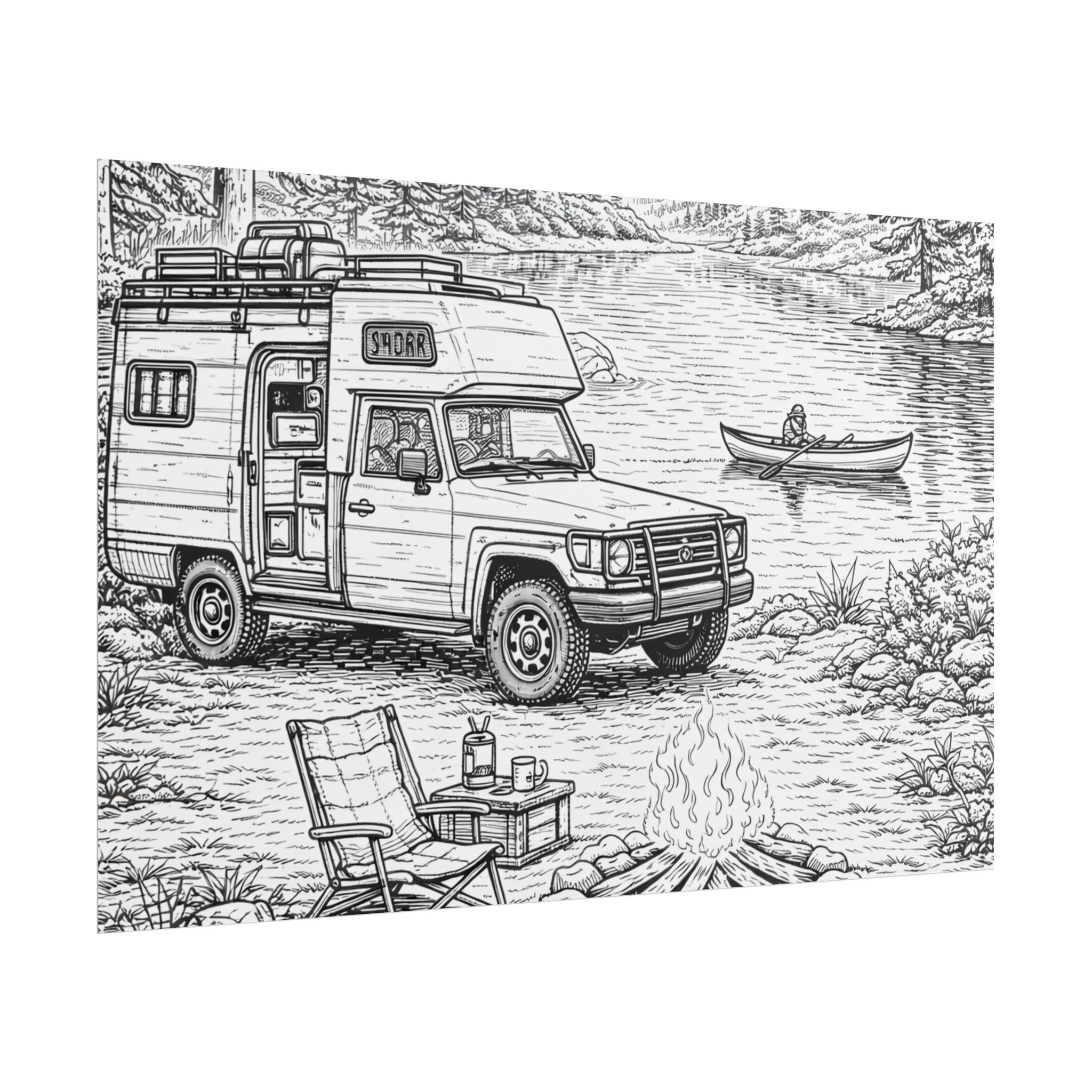 Campervan Poster — Vintage RV Camping Landscape Wall Art