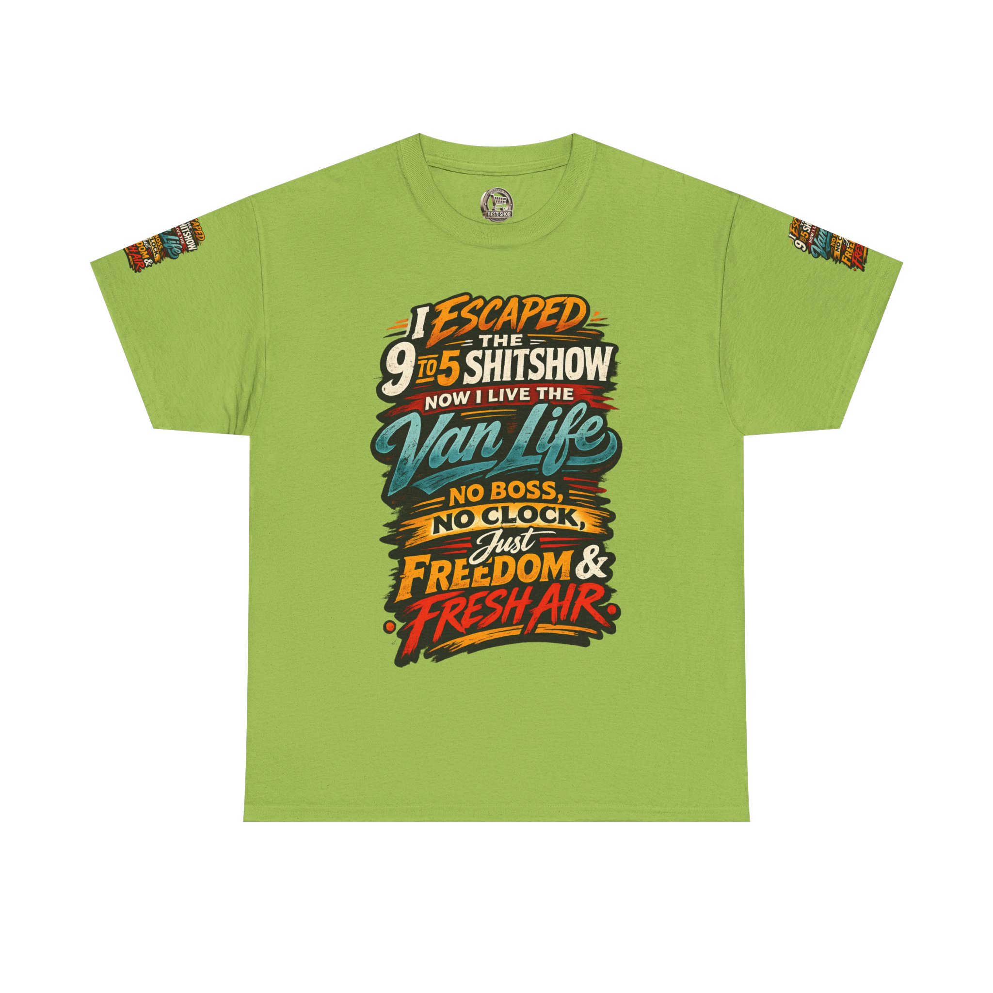 Unisex Heavy Cotton Tee — "I Escaped The 9 To 5" Design F**K-Line