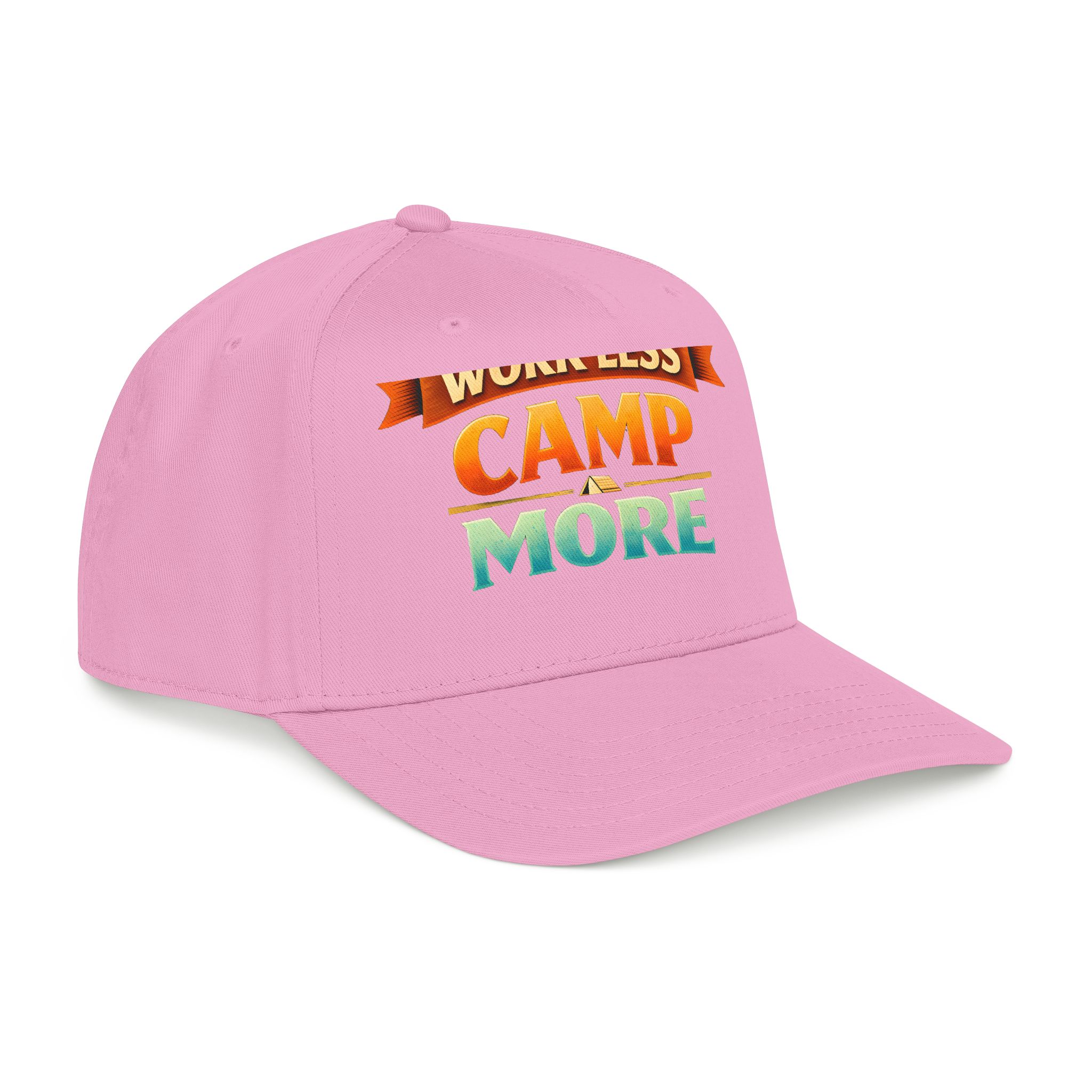 Baseball Cap - "Work Less-Camp More" Design Scenic-Line