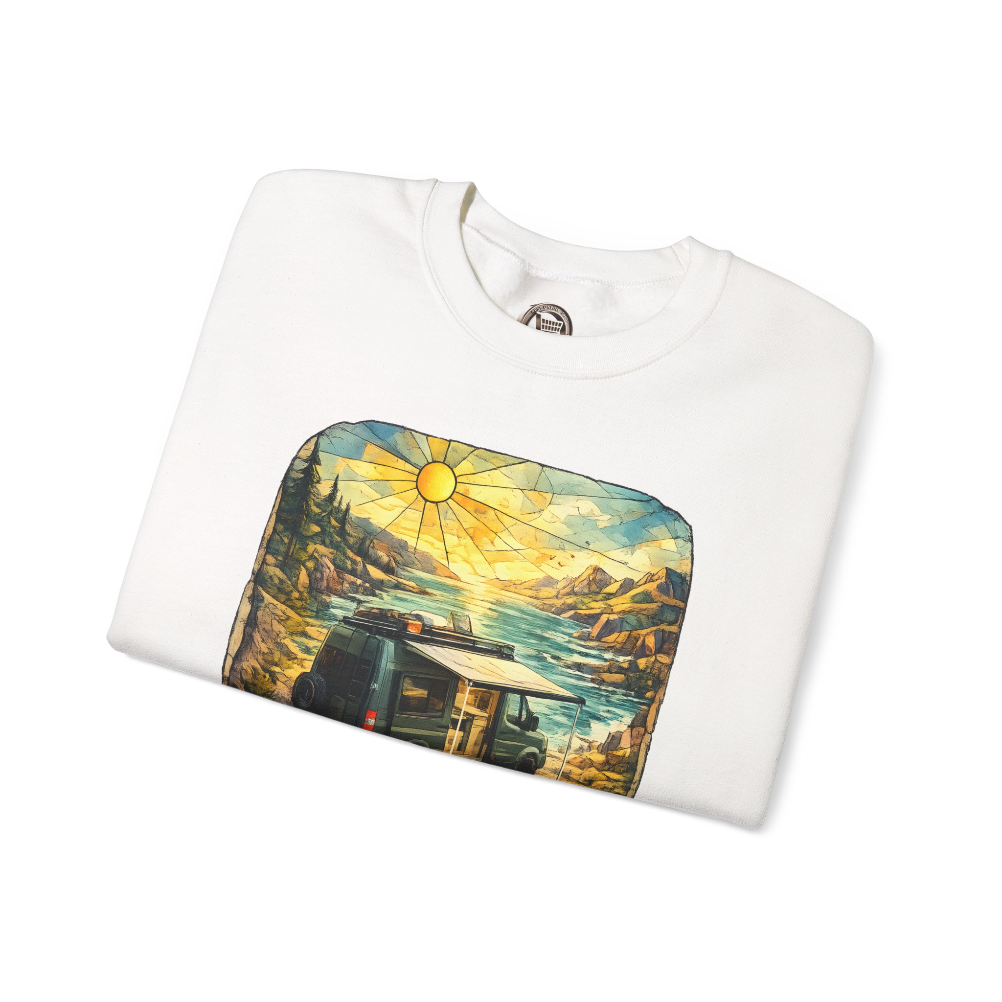 Unisex Heavy Blend™ Crewneck Sweatshirt — "Discover The Great Outdoors" Design Cubic-Line