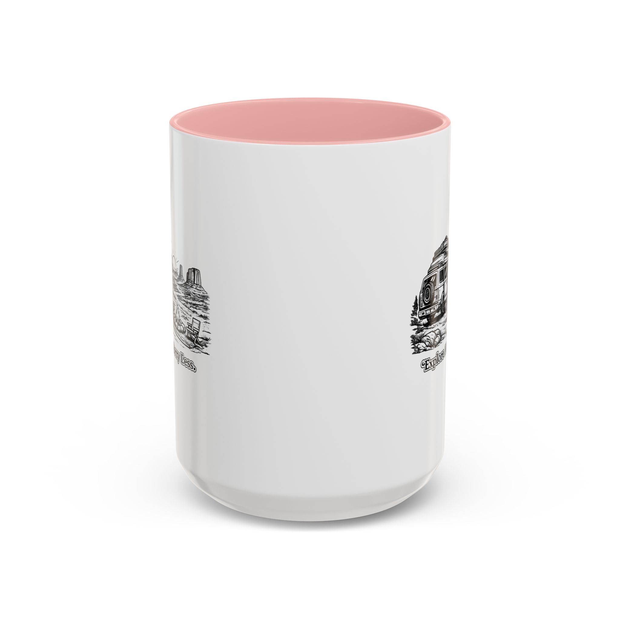 Accent Coffee Mug (11, 15oz) — "Explore More Worry Less" Design Minimal-Line