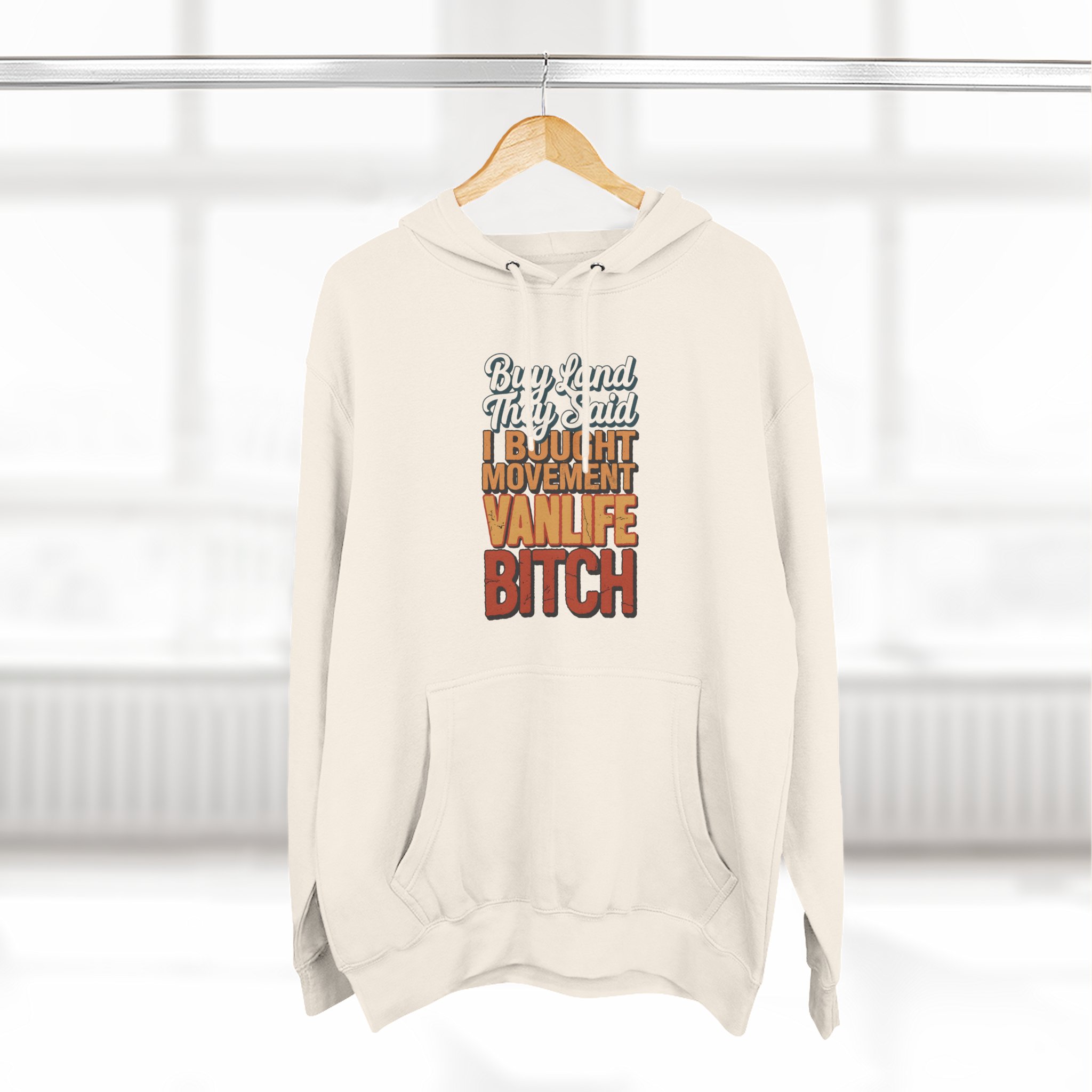 17892017369303944950_2048.jpeg Three-Panel Fleece Hoodie - "Buy Land They Said" Design F**K-Line