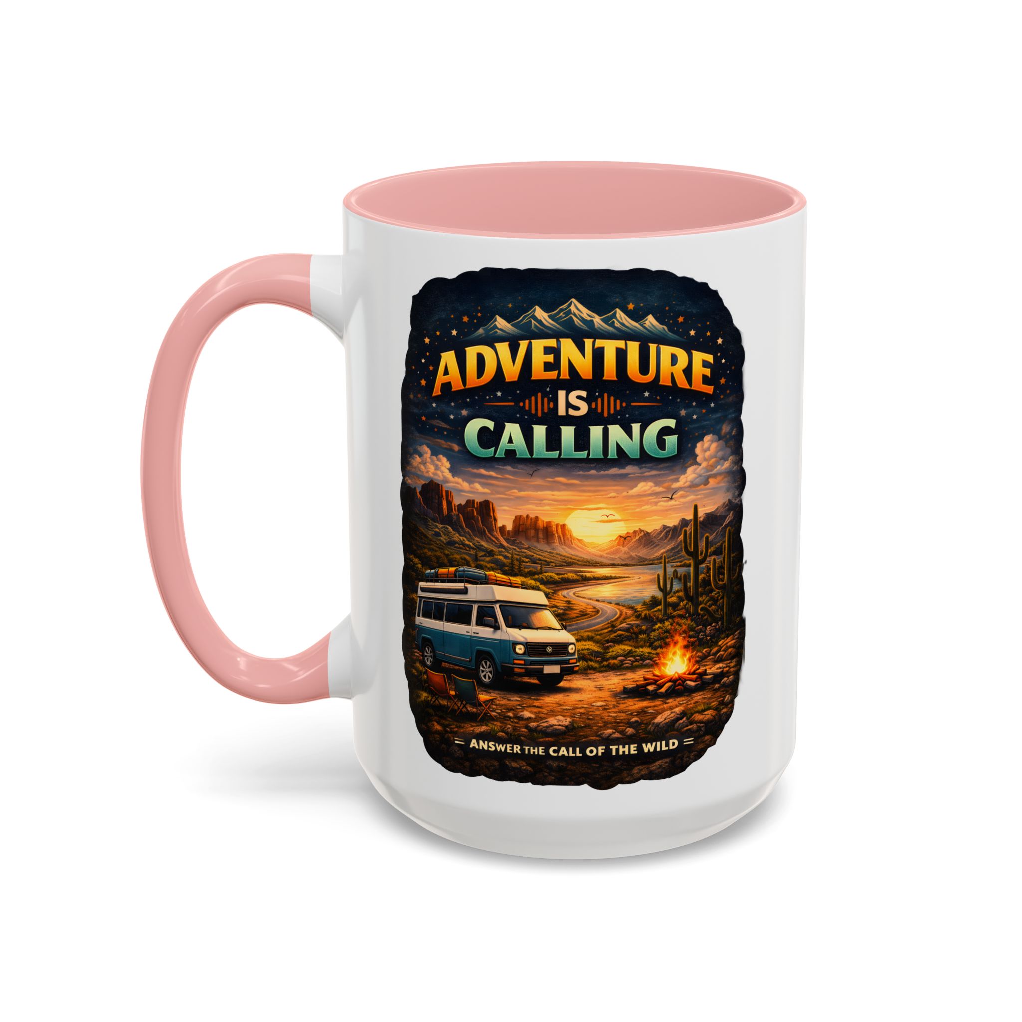Accent Coffee Mug (11, 15oz) — "Adventure Is Calling" Design Scenic-Line