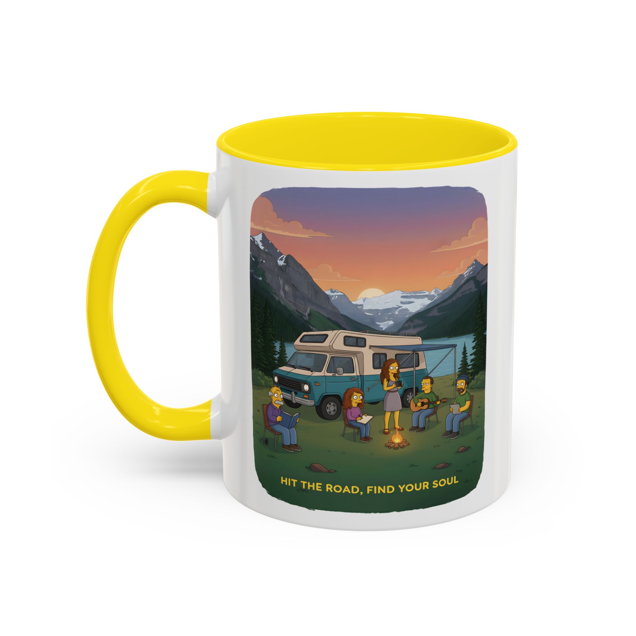 Accent Coffee Mug (11, 15oz) — "Hit The Road-Find Your Soul" Design Sitcom-Line