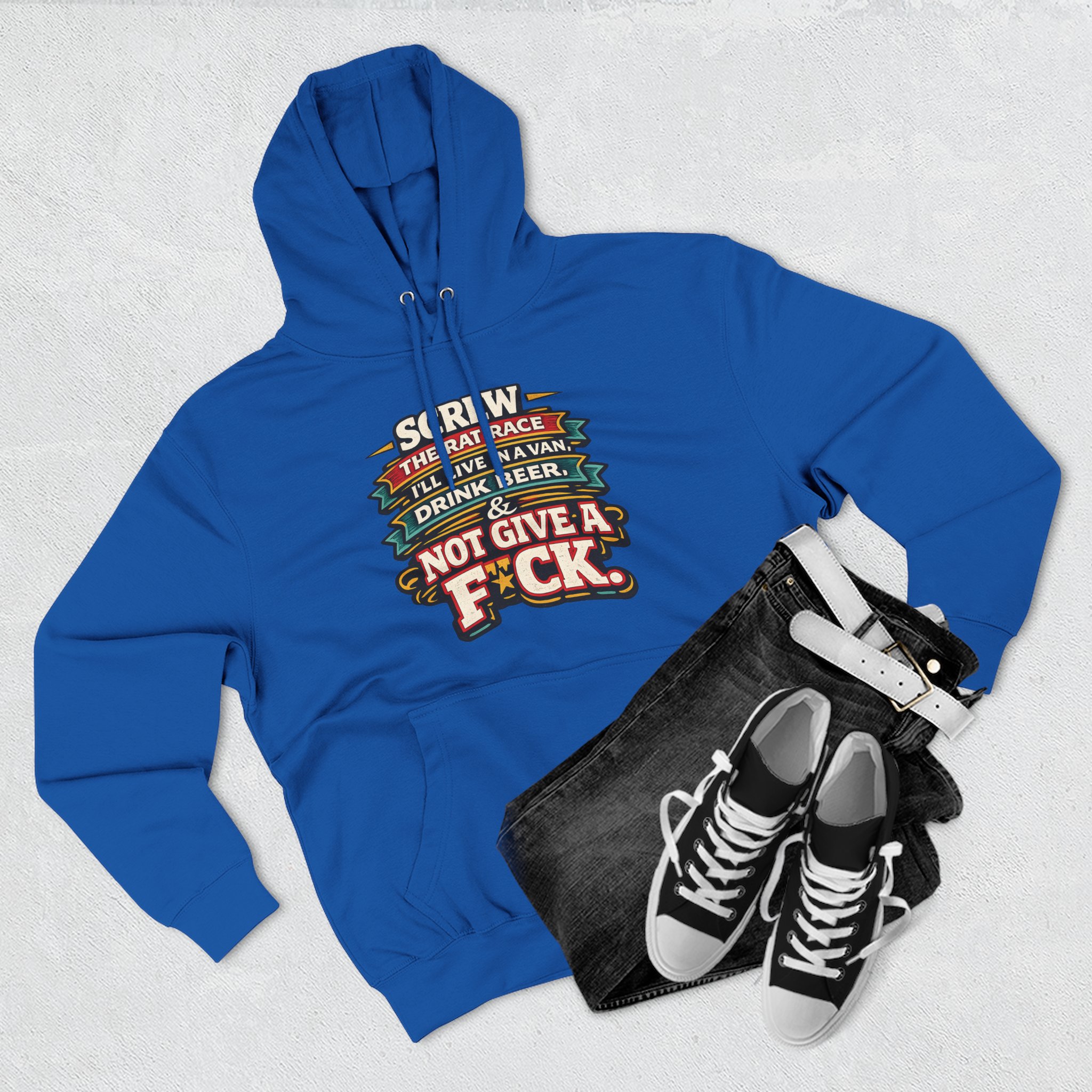 17893782422716809241_2048.jpeg Three-Panel Fleece Hoodie - "Screw The Rat Race" Design F**K-Line