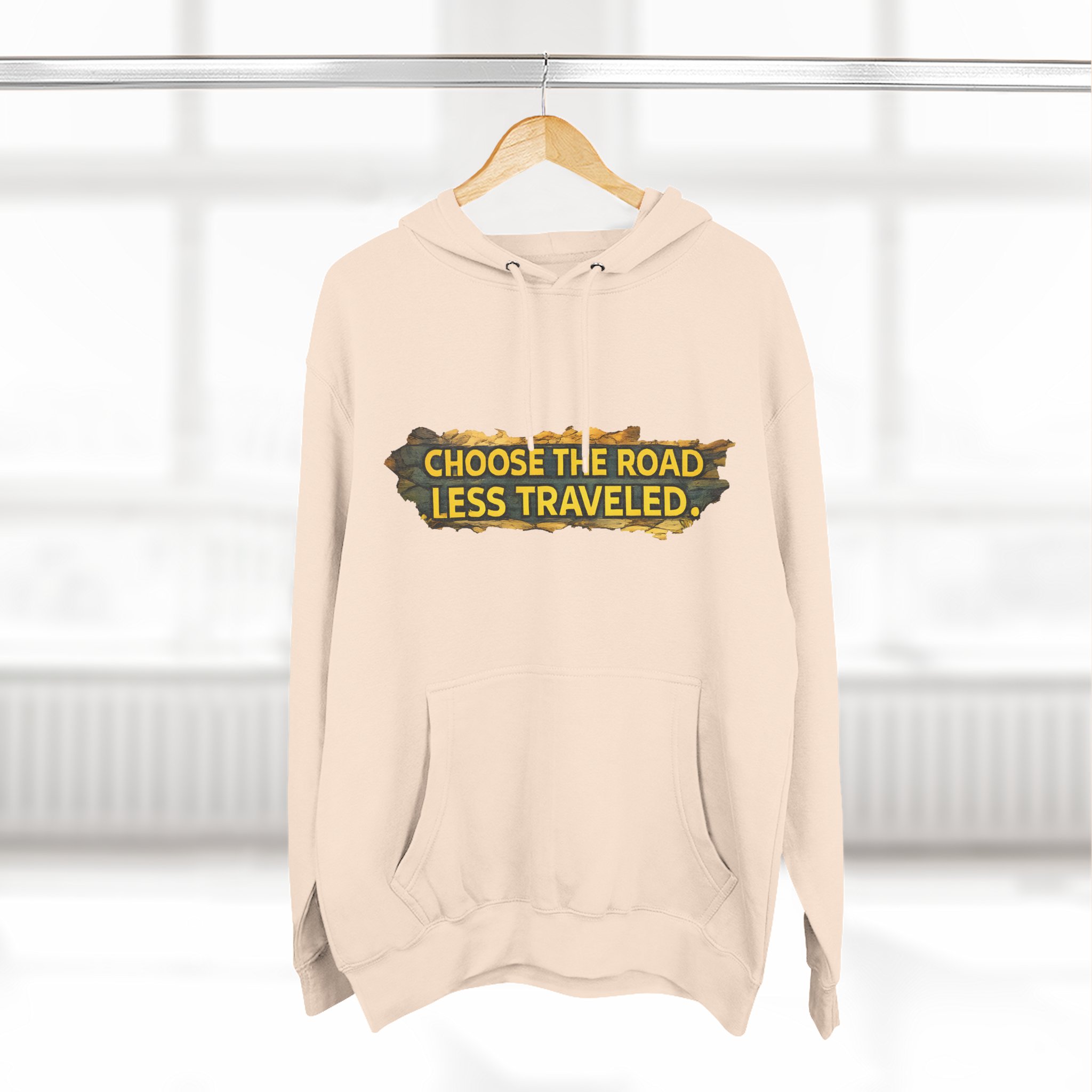 Three-Panel Fleece Hoodie - "Choose The Road Less Traveled" Design Cubic-Line