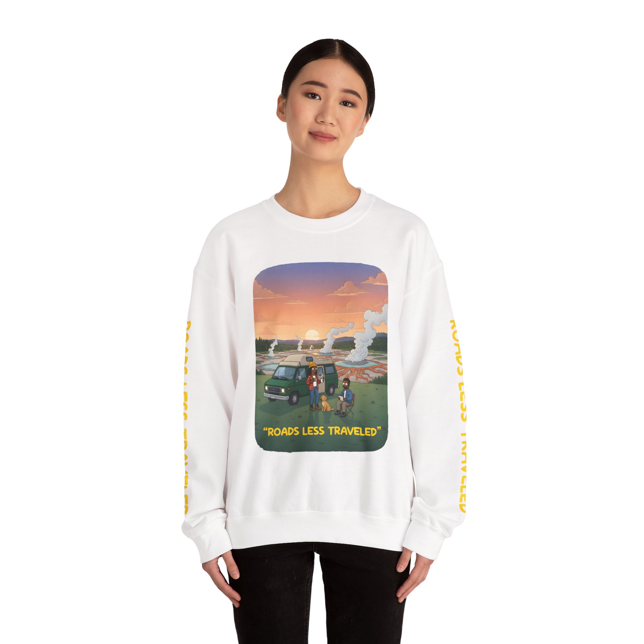 Unisex Heavy Blend™ Crewneck Sweatshirt — "Roads Less Traveled" Design Sitcom-Line