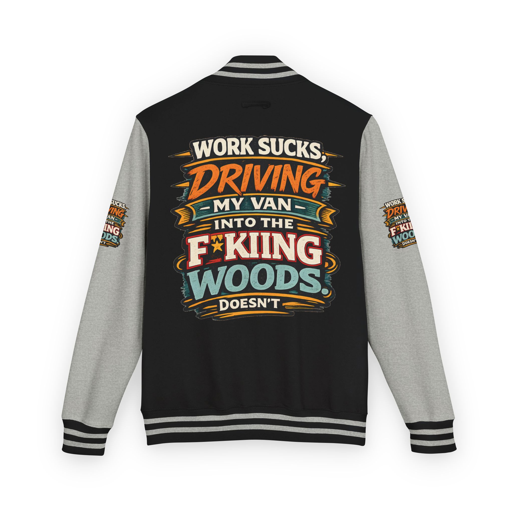 Unisex Heavyweight Letterman Jacket — "Work Sucks" Design F**K-Line