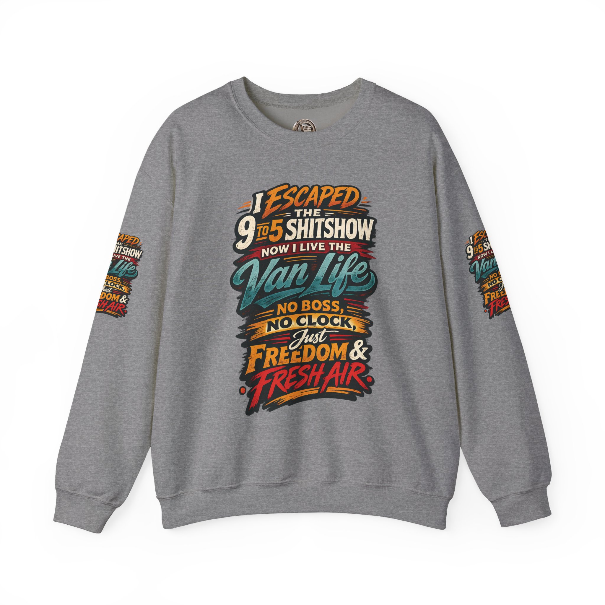 17899033105594708150_2048.jpeg Unisex Heavy Blend™ Crewneck Sweatshirt — "I Escaped The 9 To 5" Design F**K-Line