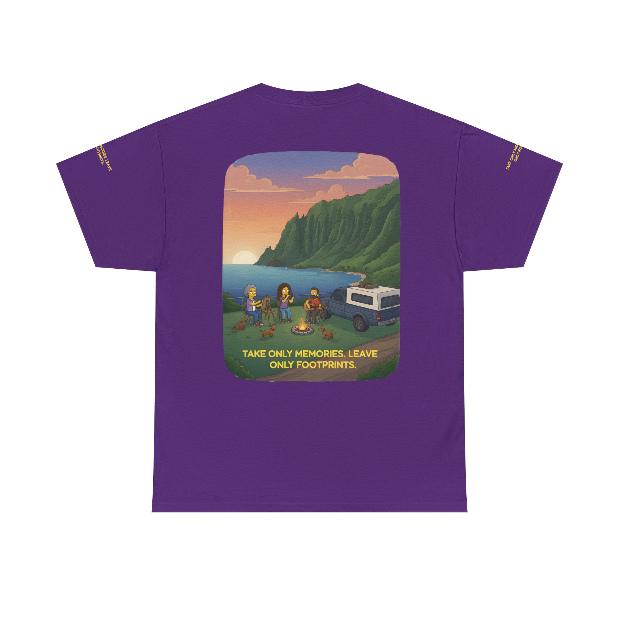 Unisex Heavy Cotton Tee — "Take Only Memories-Leave Only Footprints" Design Sitcom-Line