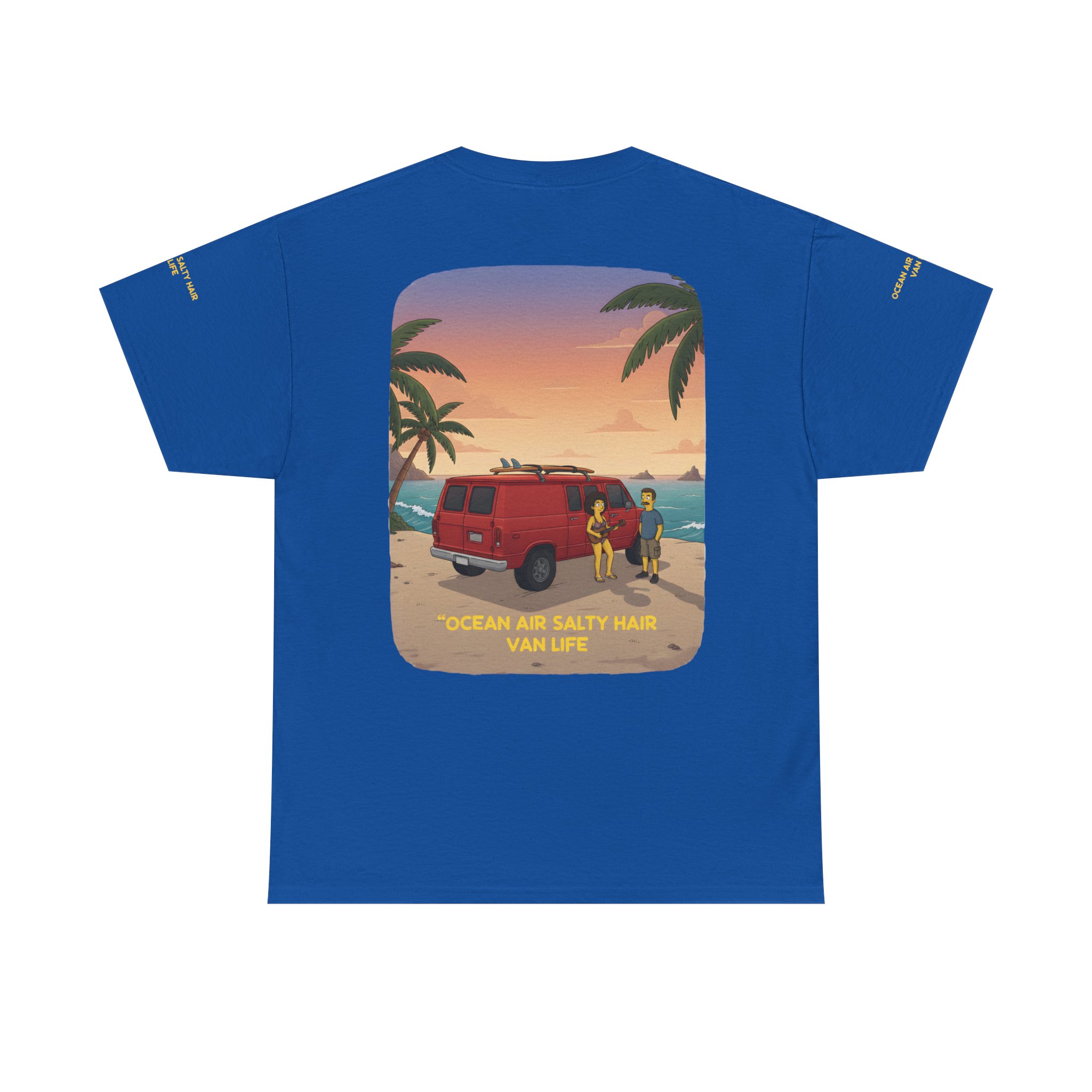 Unisex Heavy Cotton Tee — "Ocean Air Salty Hair Van Life" Design Sitcom-Line