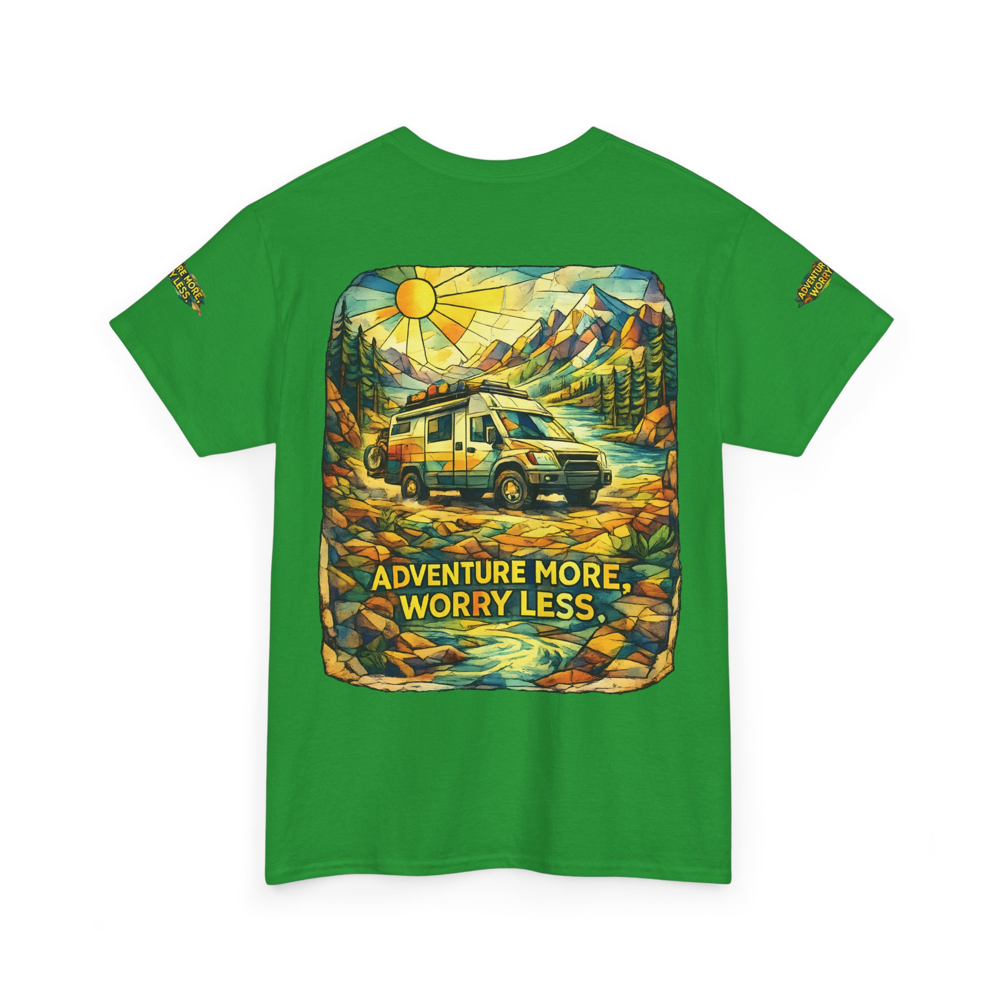 17907513618317008932_2048.jpeg Unisex Heavy Cotton Tee — "Adventure More Worry Less" Design Cubic-Line