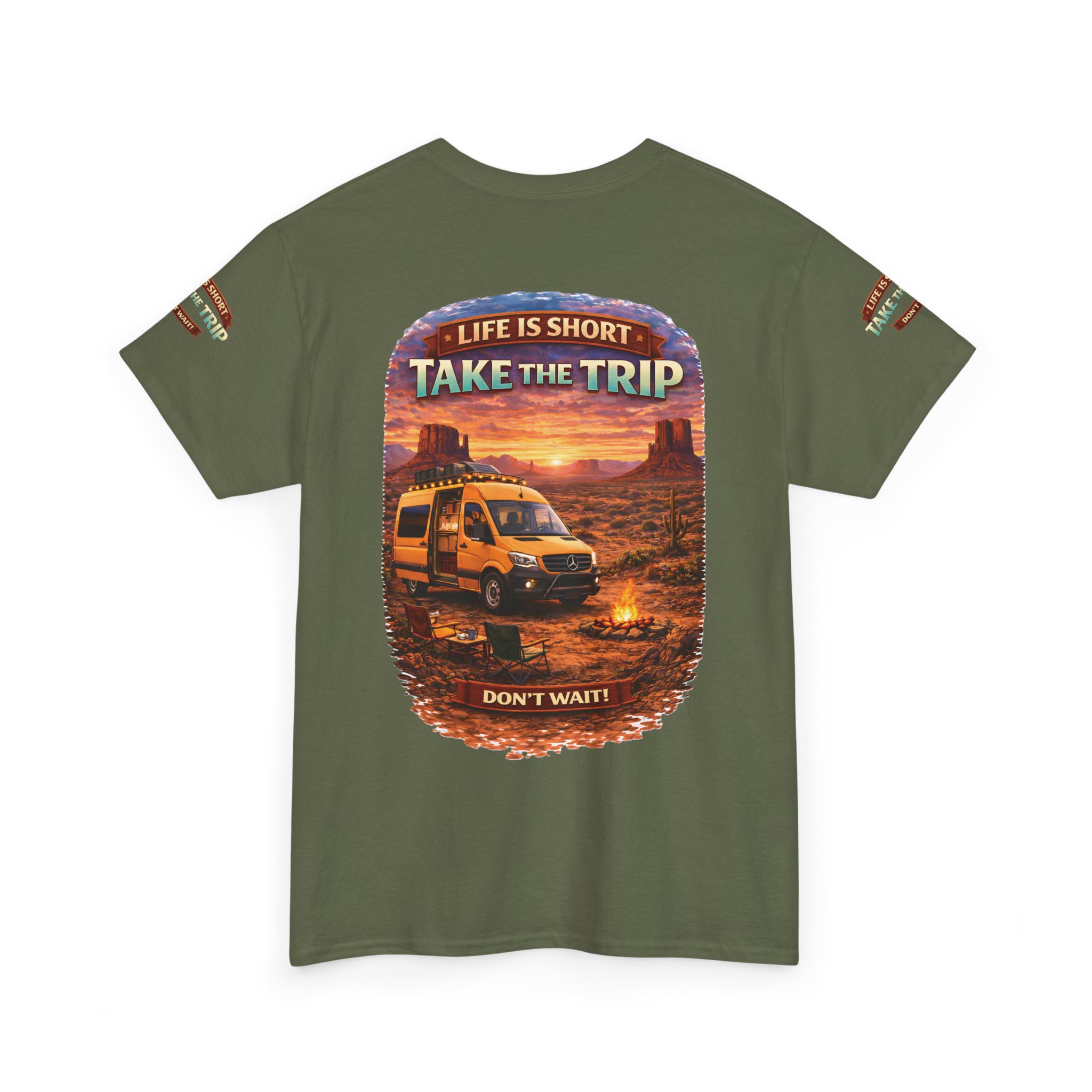 Unisex Heavy Cotton Tee — "Life Is To Short-Take The Trip" Design Scenic-Line
