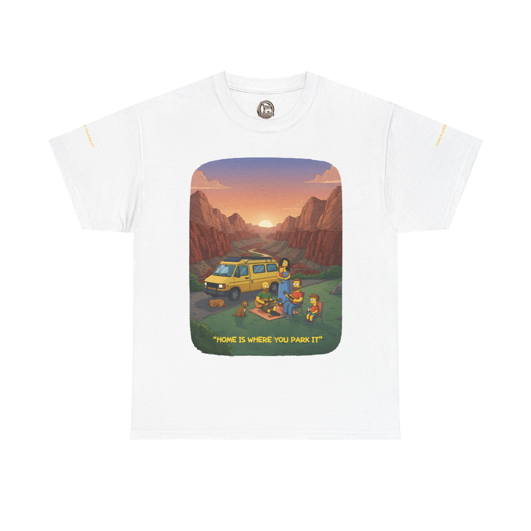Unisex Heavy Cotton Tee — "Home Is Where You Park It" Design Sitcom-Line