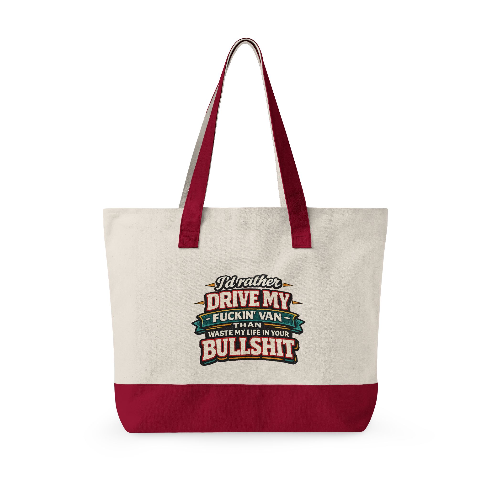 Zippered Canvas Tote — "I d Rather Drive My Fuckin Van" (Design F**K-Line)