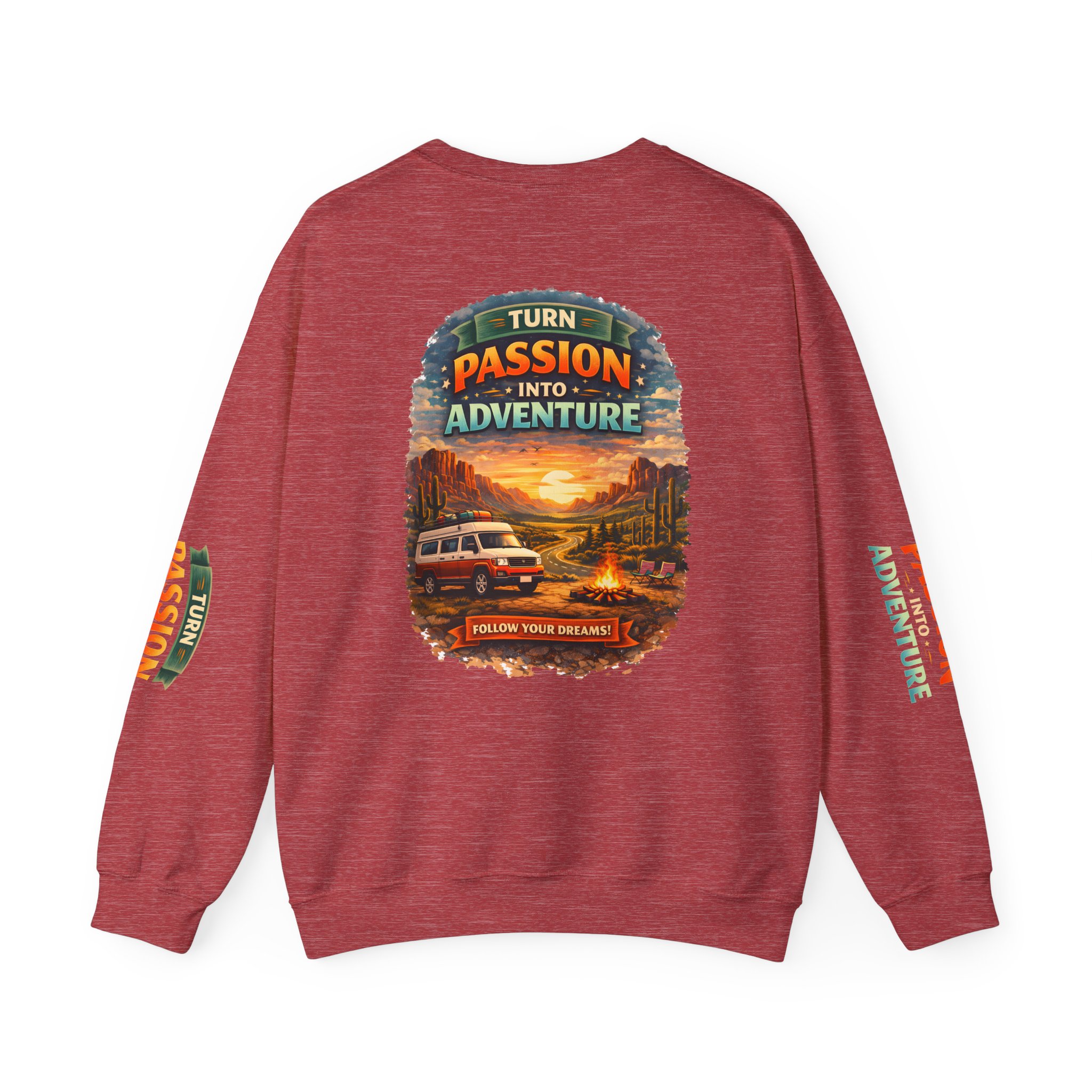 Unisex Heavy Blend™ Crewneck Sweatshirt — "Turn Passion Into Adventure" Design Scenic-Line