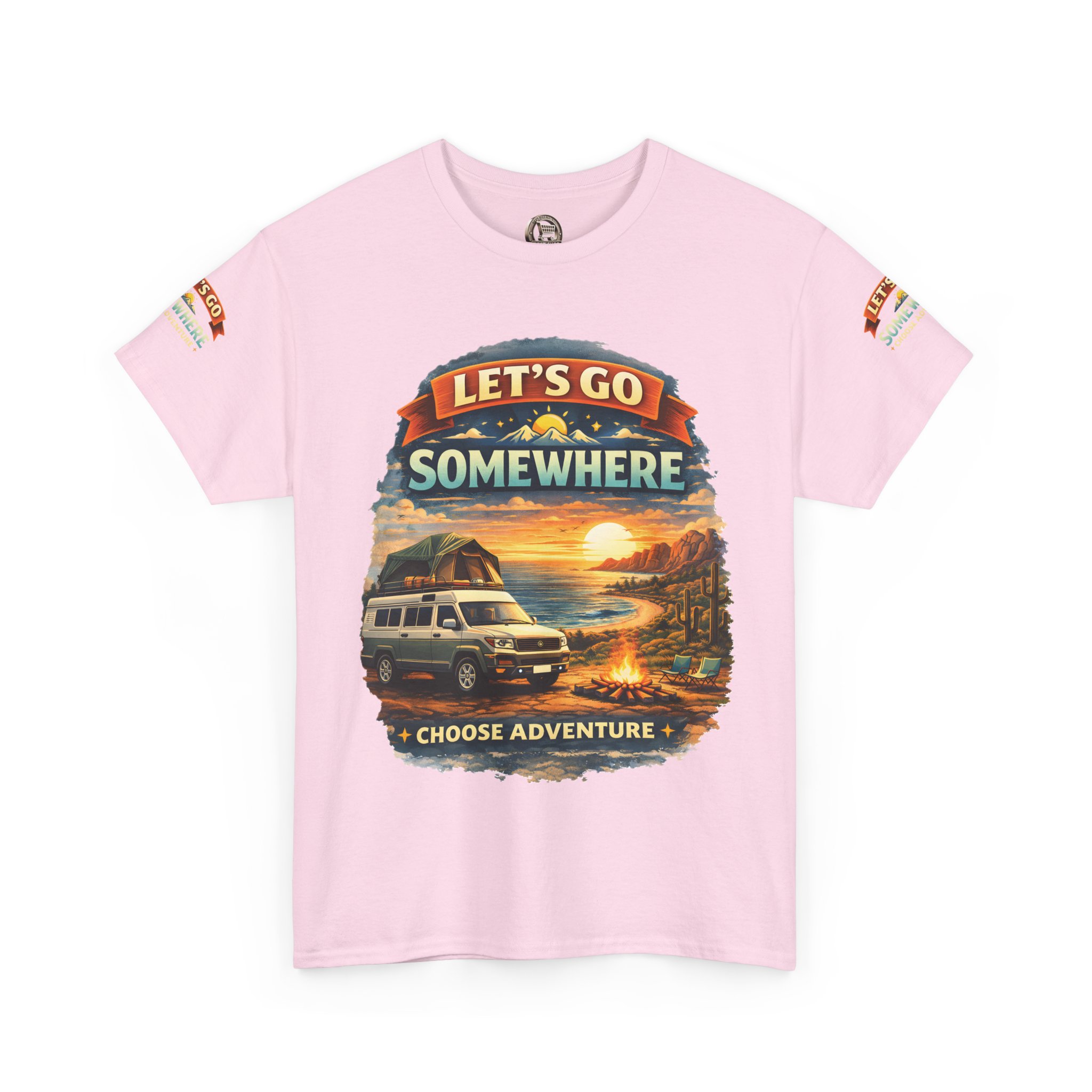 Unisex Heavy Cotton Tee — "Lets Go Somewhere" Design Scenic-Line