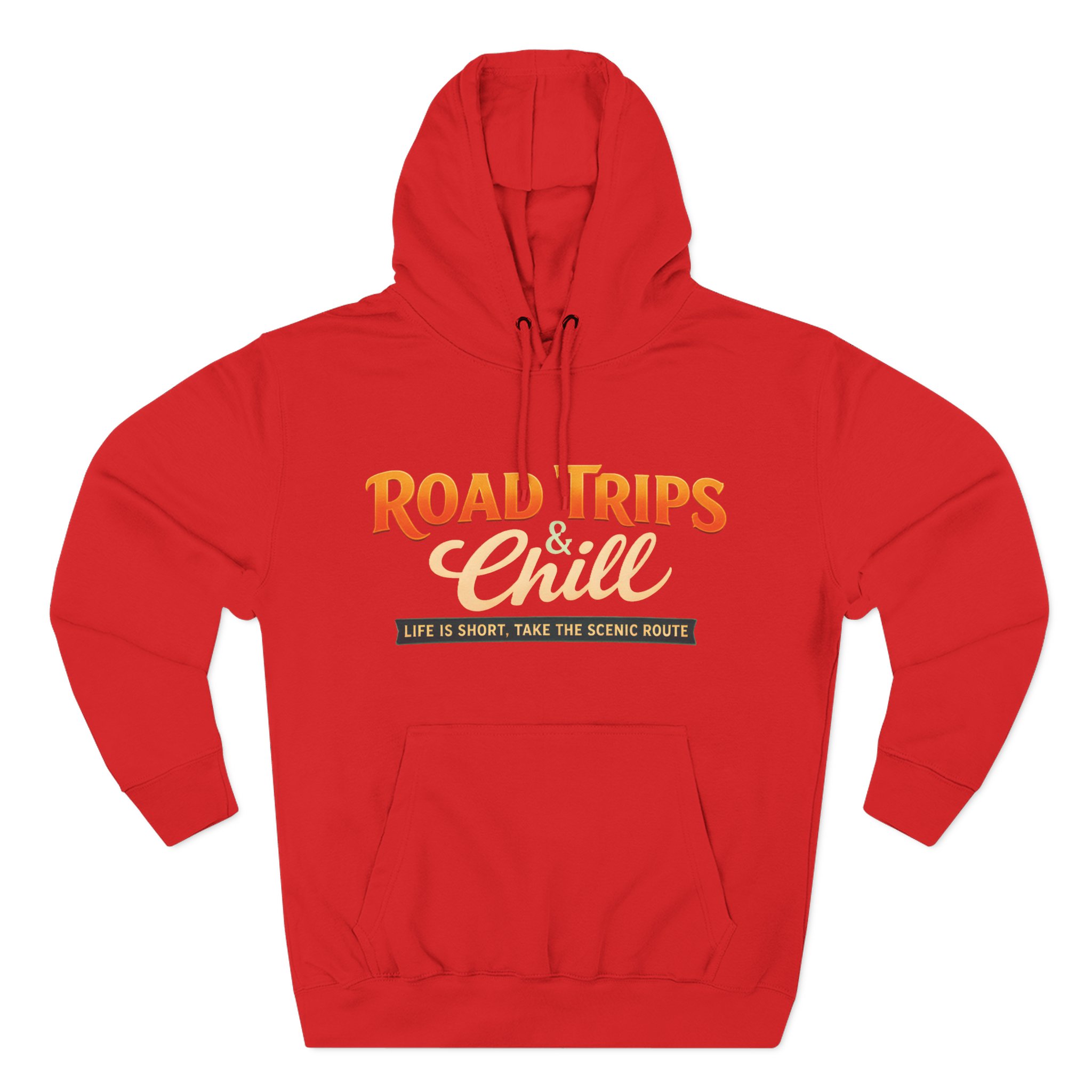 Three-Panel Fleece Hoodie - "Road Trips & Chill" Design Scenic-Line