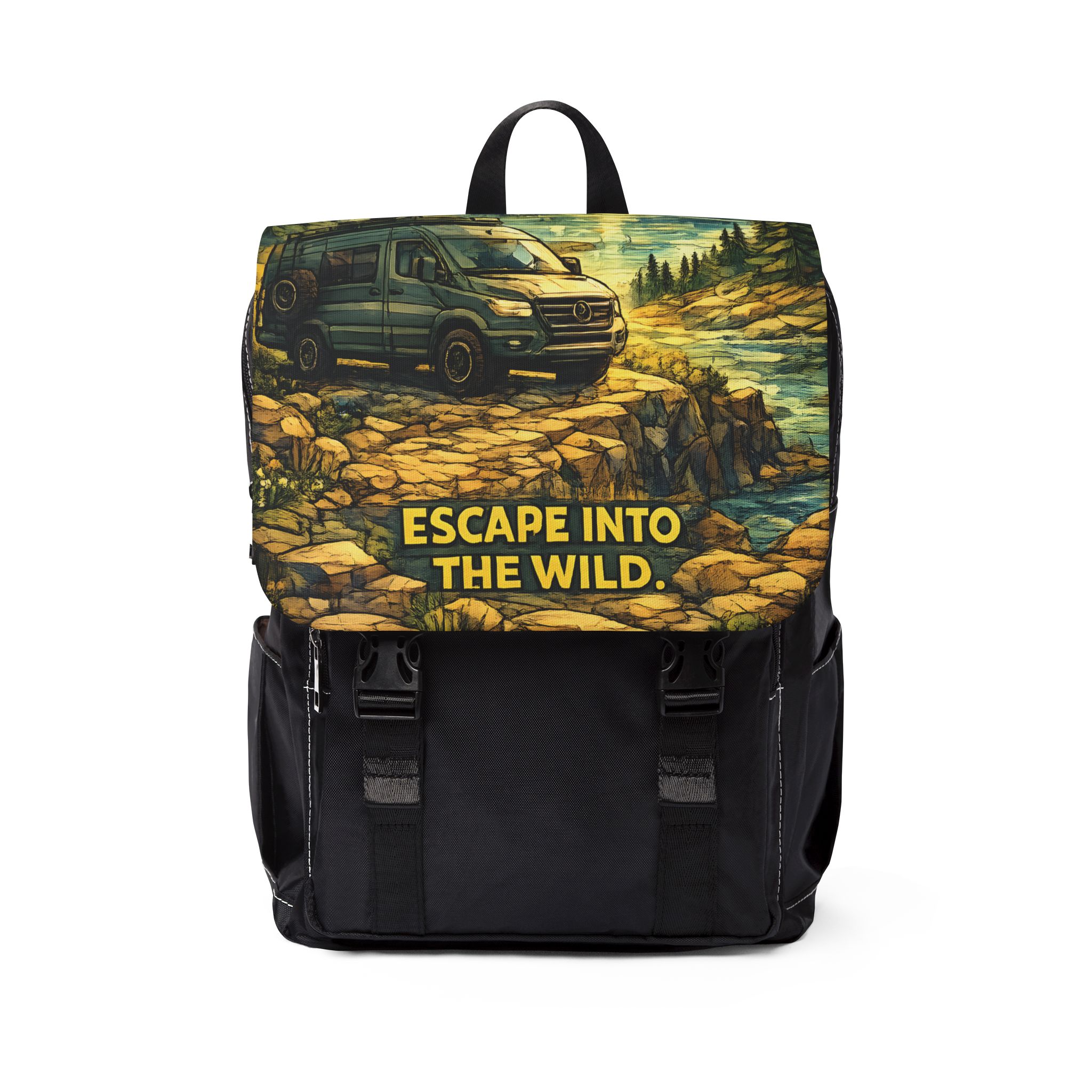 17931257862878450480_2048.jpeg Unisex Casual Shoulder Backpack — "Escape Into The Wild" Design Cubic-Line