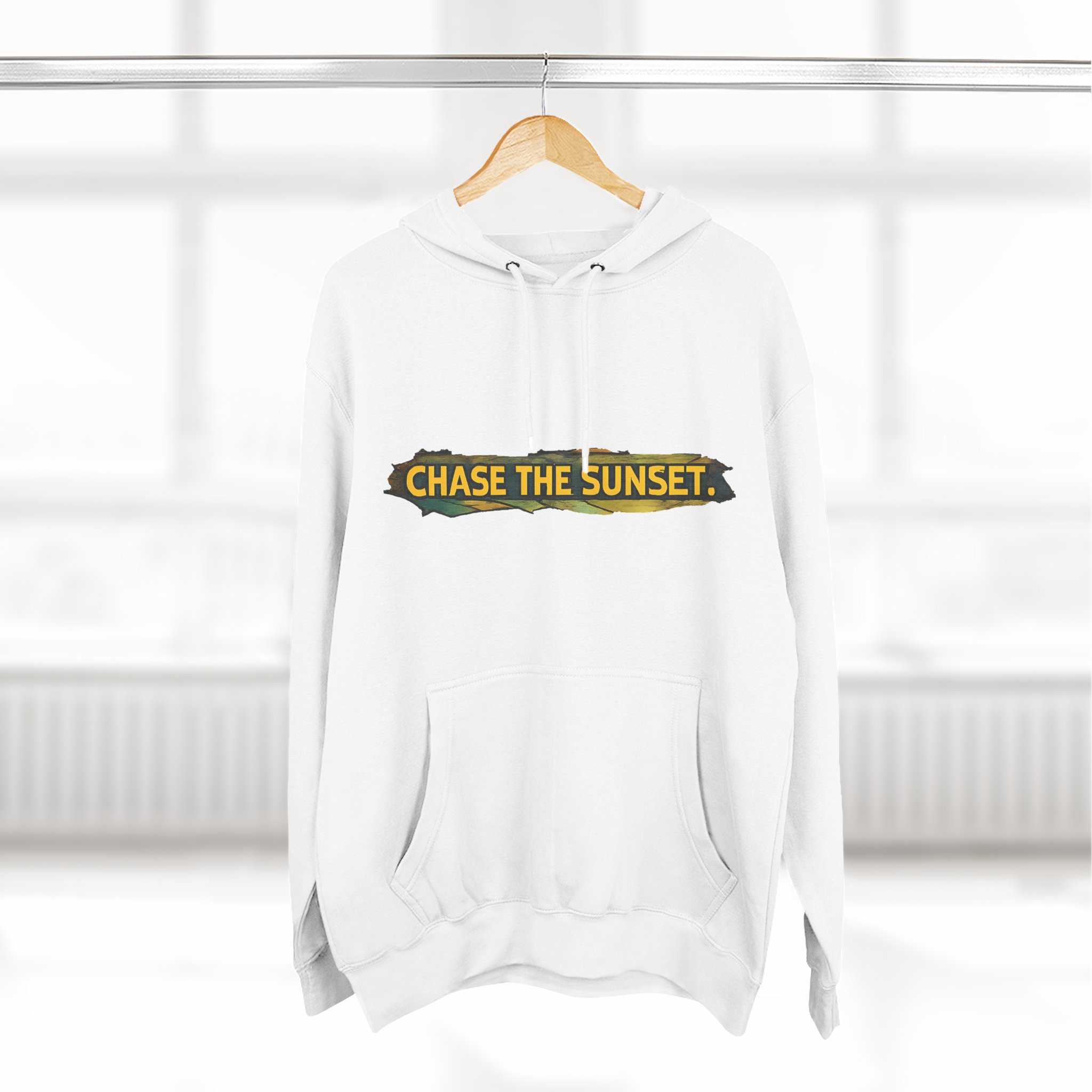 Three-Panel Fleece Hoodie - "Chase The Sunset" Design Cubic-Line