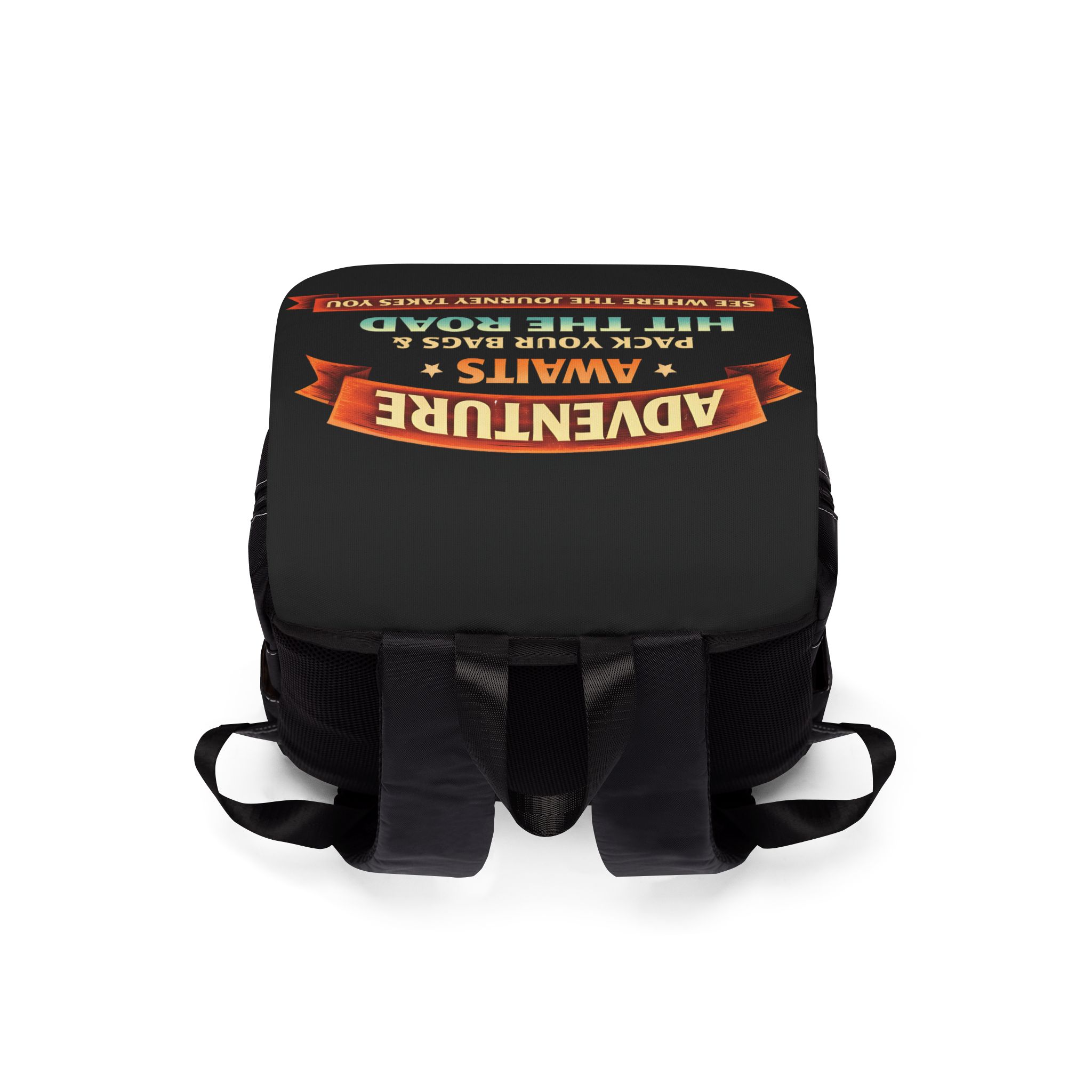 Unisex Casual Shoulder Backpack—"Adeventure Awaits Pack  Your Bags" Design Scenic-Line(Campervan)