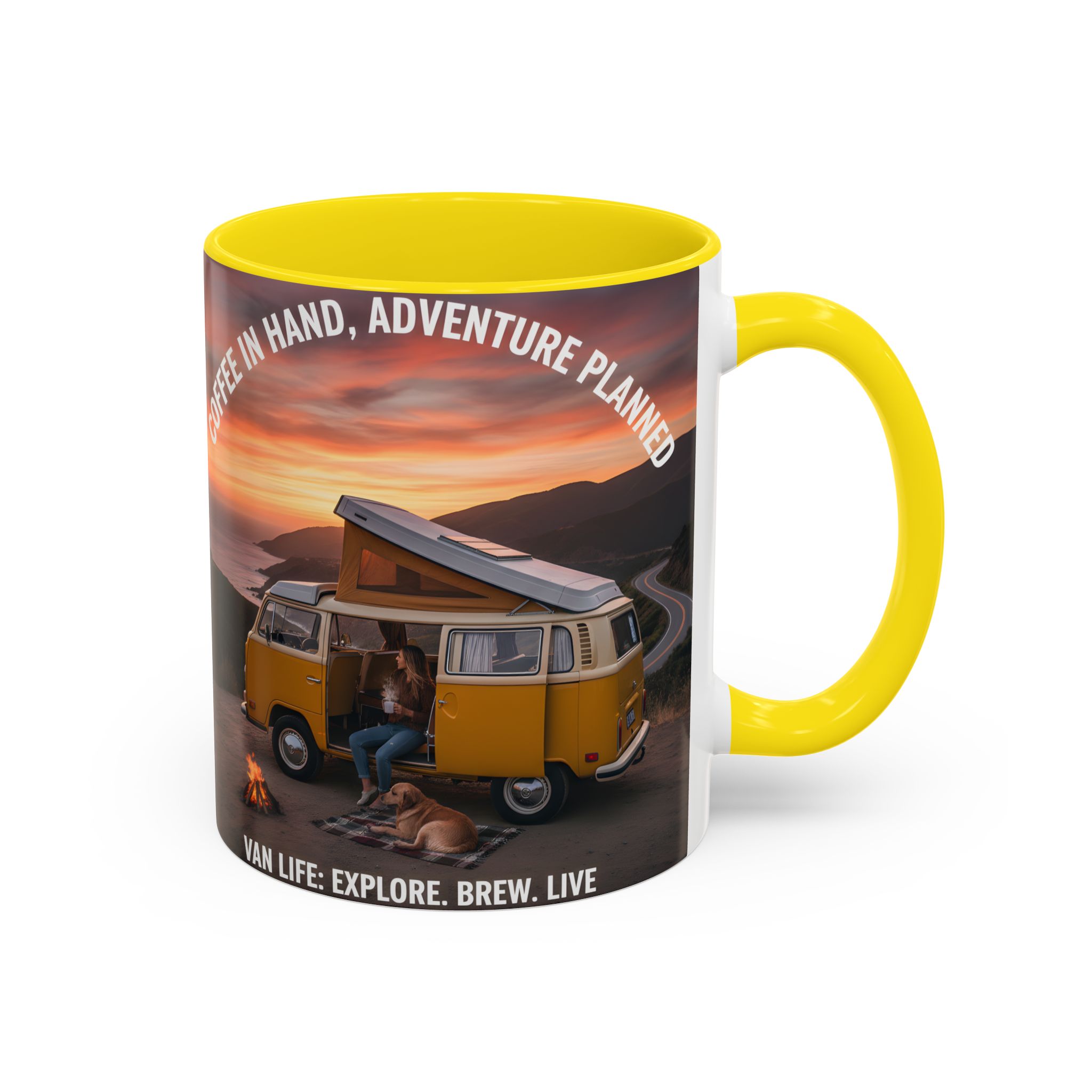 Accent Coffee Mug (11, 15oz) - "Coffee in Hand, Adventure Planned"