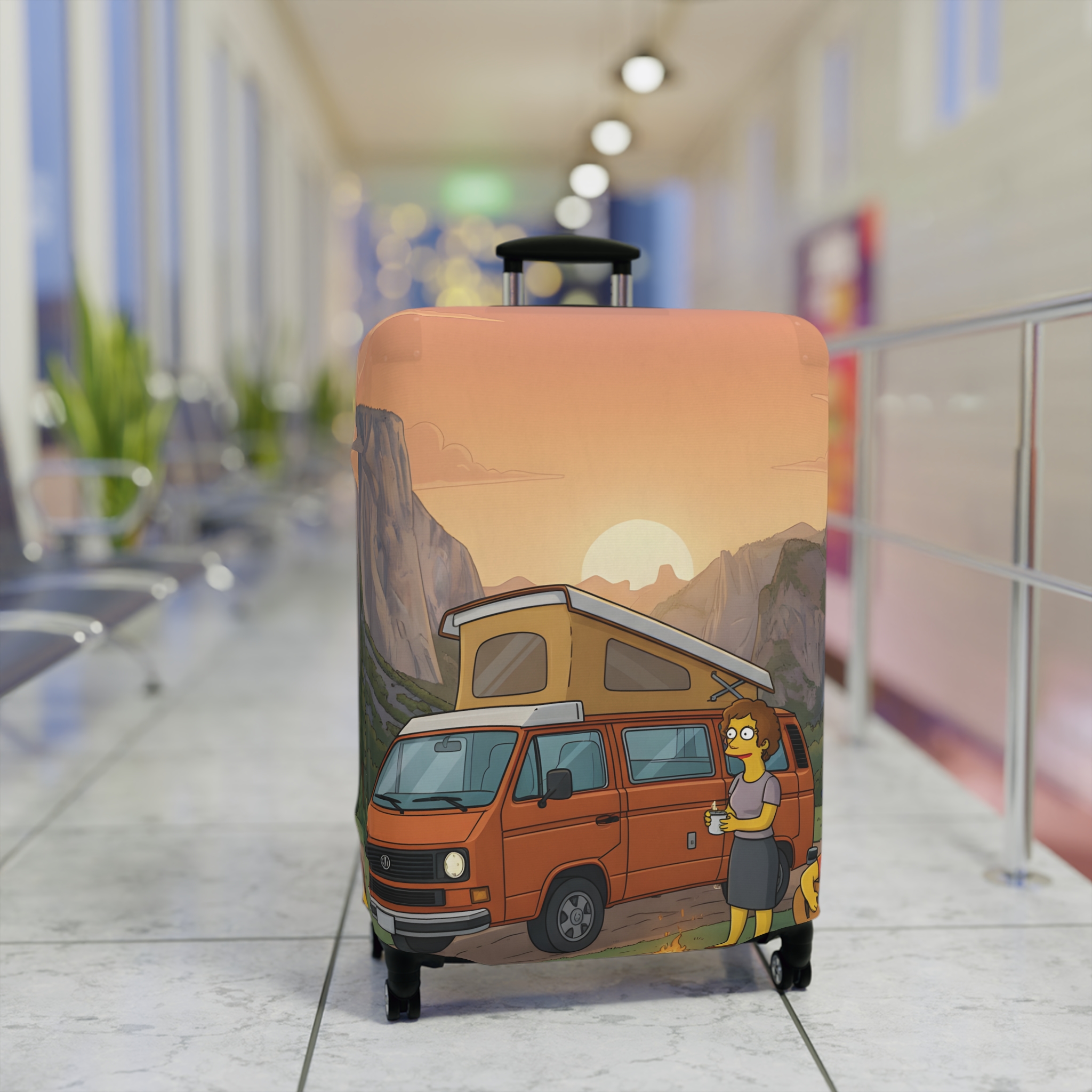 Luggage Cover — Adventure Camper Sketch Travel Suitcase(Design Sitcom-Line)