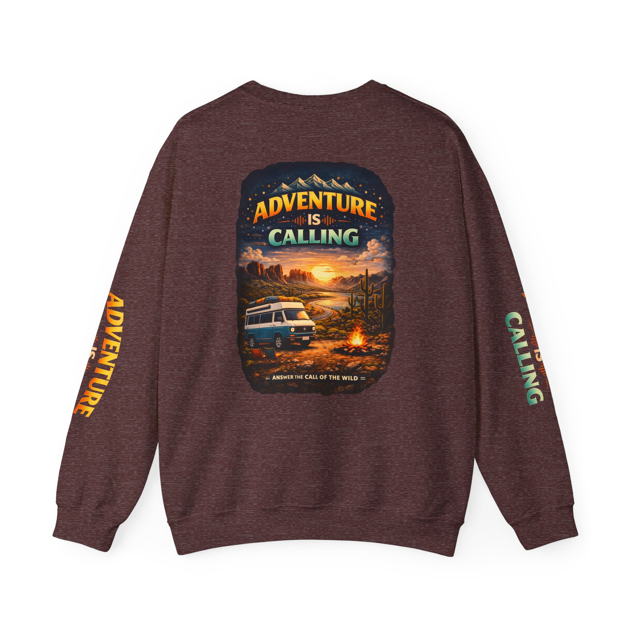 Unisex Heavy Blend™ Crewneck Sweatshirt — "Adventure Is Calling" Design Scenic-Line