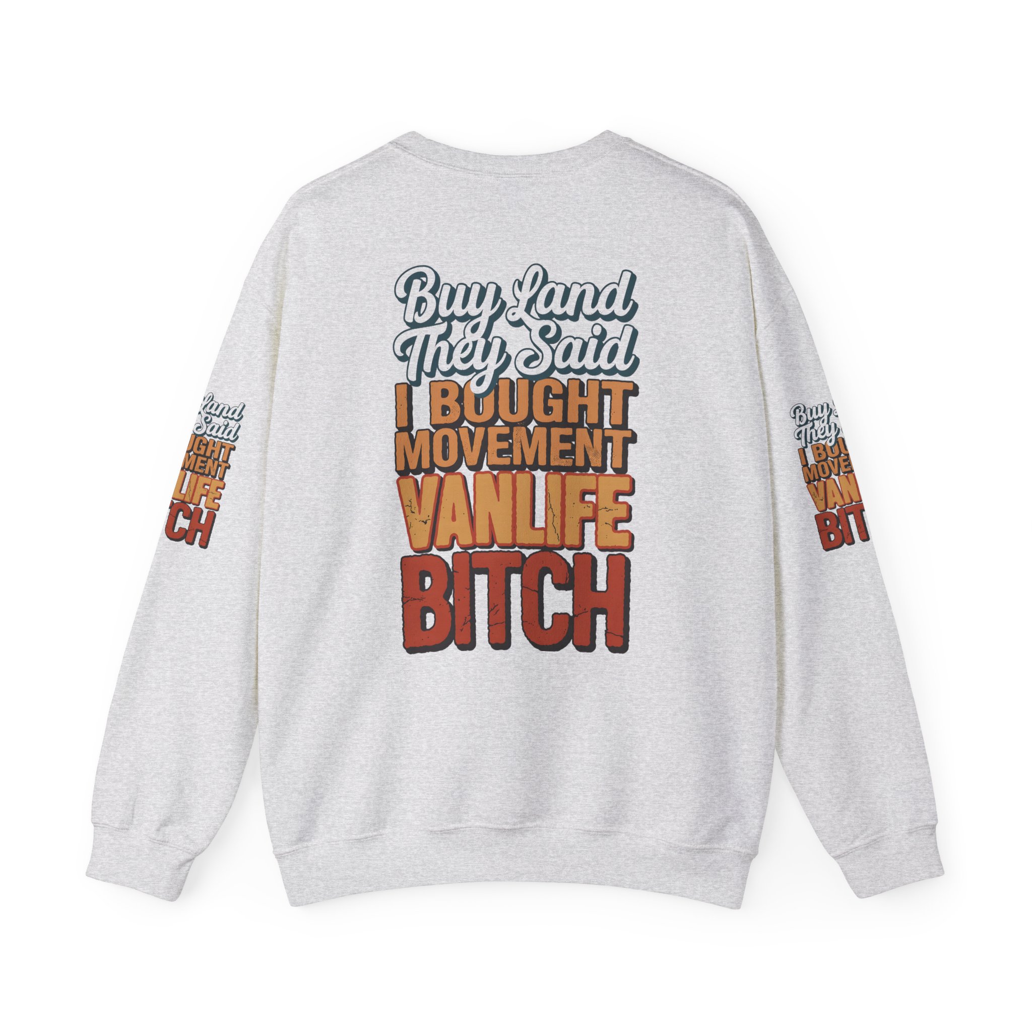 Unisex Heavy Blend™ Crewneck Sweatshirt — "Buy Land They Said" Design F**K-Line