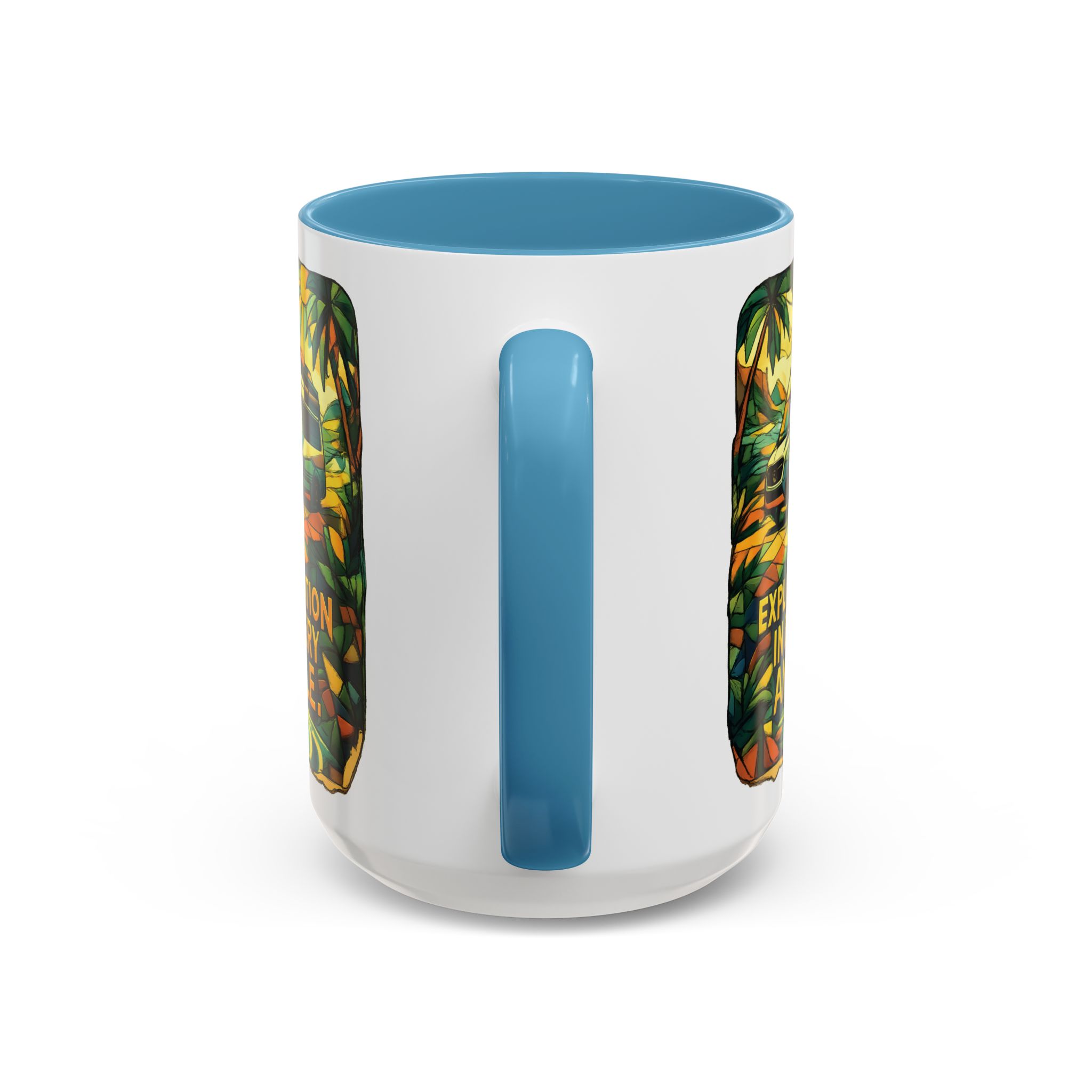 Accent Coffee Mug (11, 15oz) — "Exploration In Every Angle" Design Cubic-Line