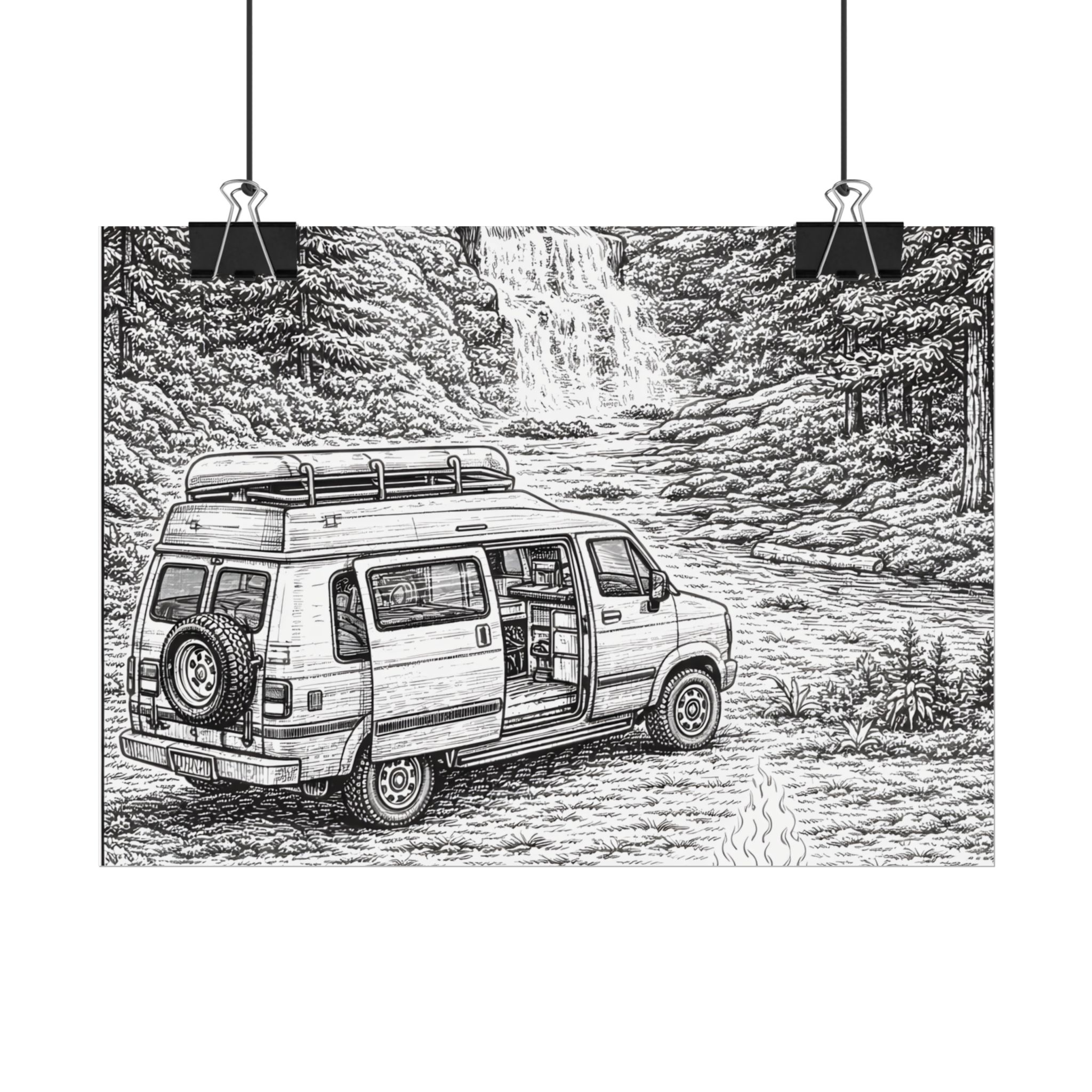 Campervan Poster — Vintage RV Camping Landscape Wall Art